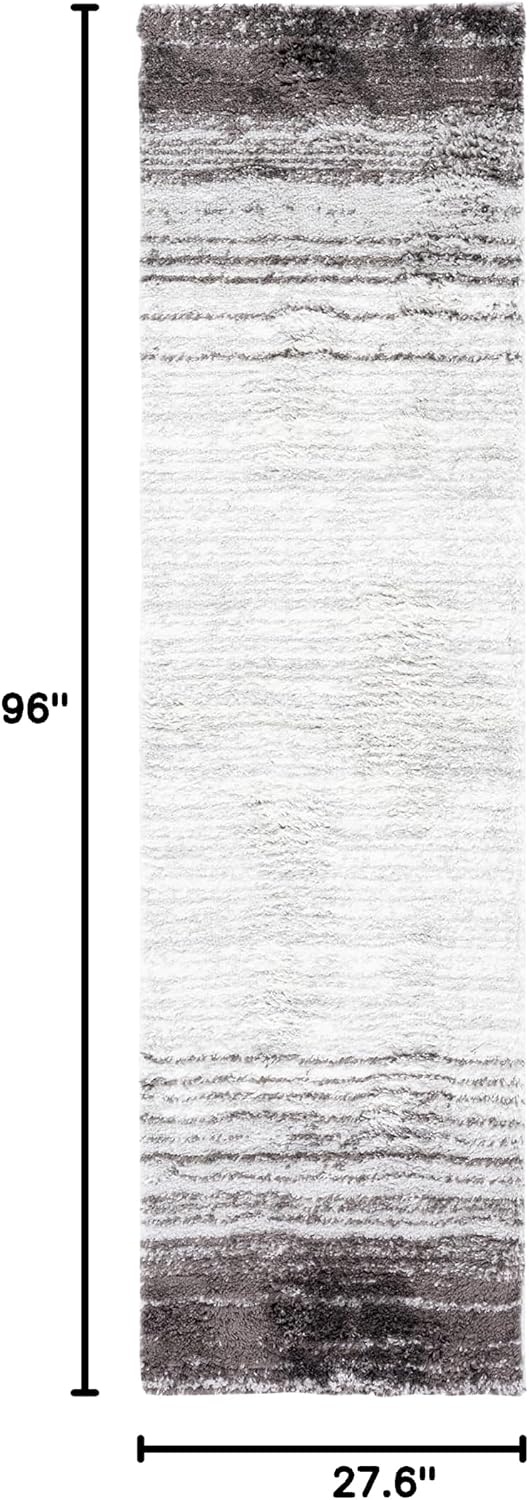 image:imageSAFAVIEH Area Rug 8x10 Berber Shag Collection Large Blue Rust amp Ivory Modern Design NonShedding amp Easy Cleaning Plush Thick Pile Ideal for Living Room Bedroom Dining Space BER571AGreyDark Grey