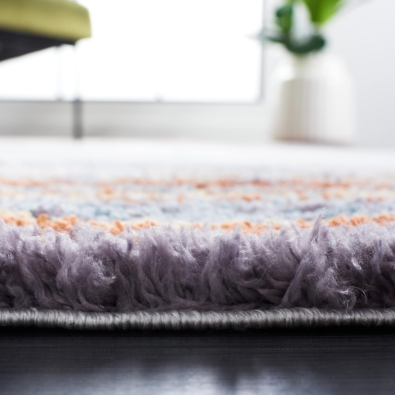 image:imageSAFAVIEH Area Rug 8x10 Berber Shag Collection Large Blue Rust amp Ivory Modern Design NonShedding amp Easy Cleaning Plush Thick Pile Ideal for Living Room Bedroom Dining Space BER571ABlue RustIvory