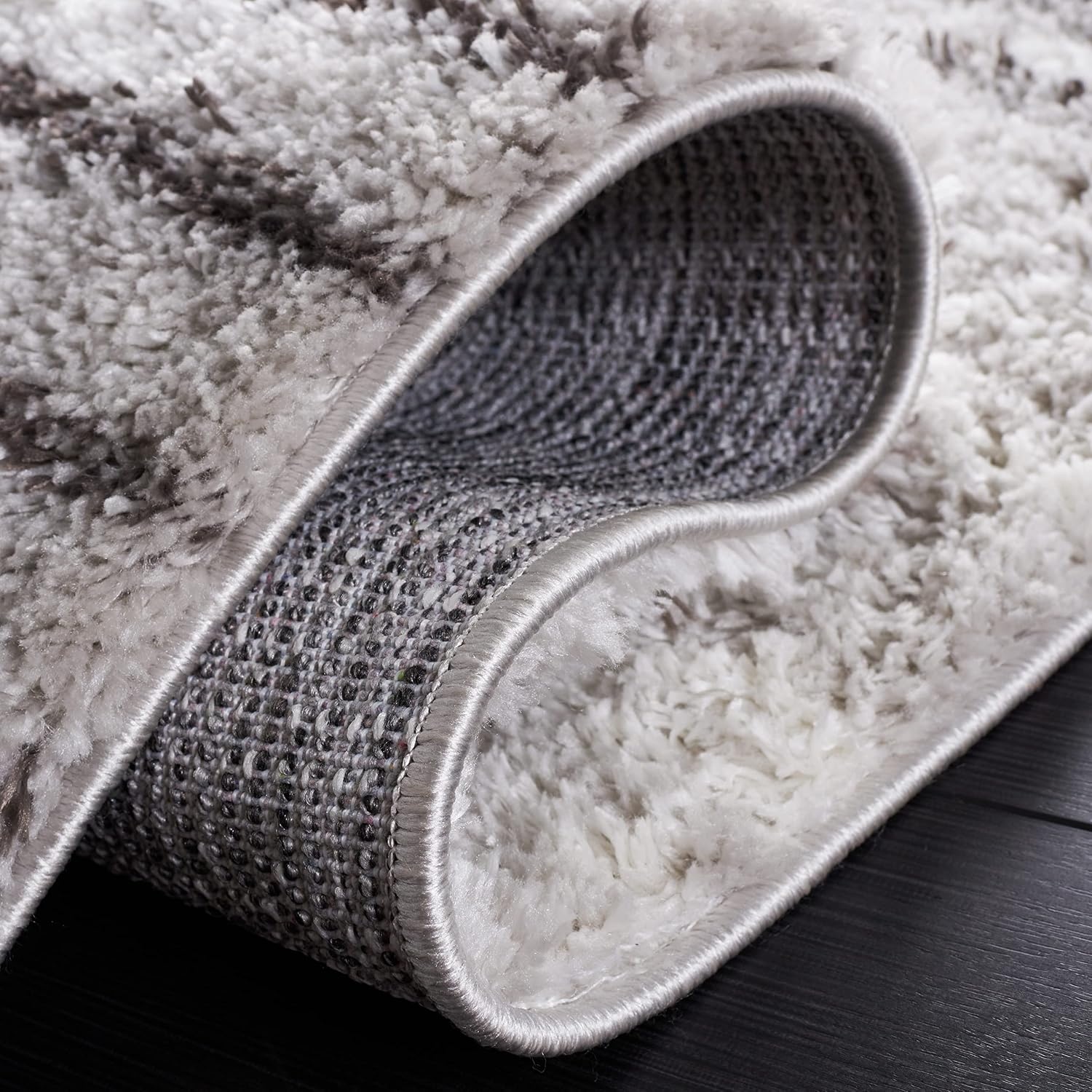 image:imageSAFAVIEH Area Rug 8x10 Berber Shag Collection Large Blue Rust amp Ivory Modern Design NonShedding amp Easy Cleaning Plush Thick Pile Ideal for Living Room Bedroom Dining Space BER571AGreyDark Grey