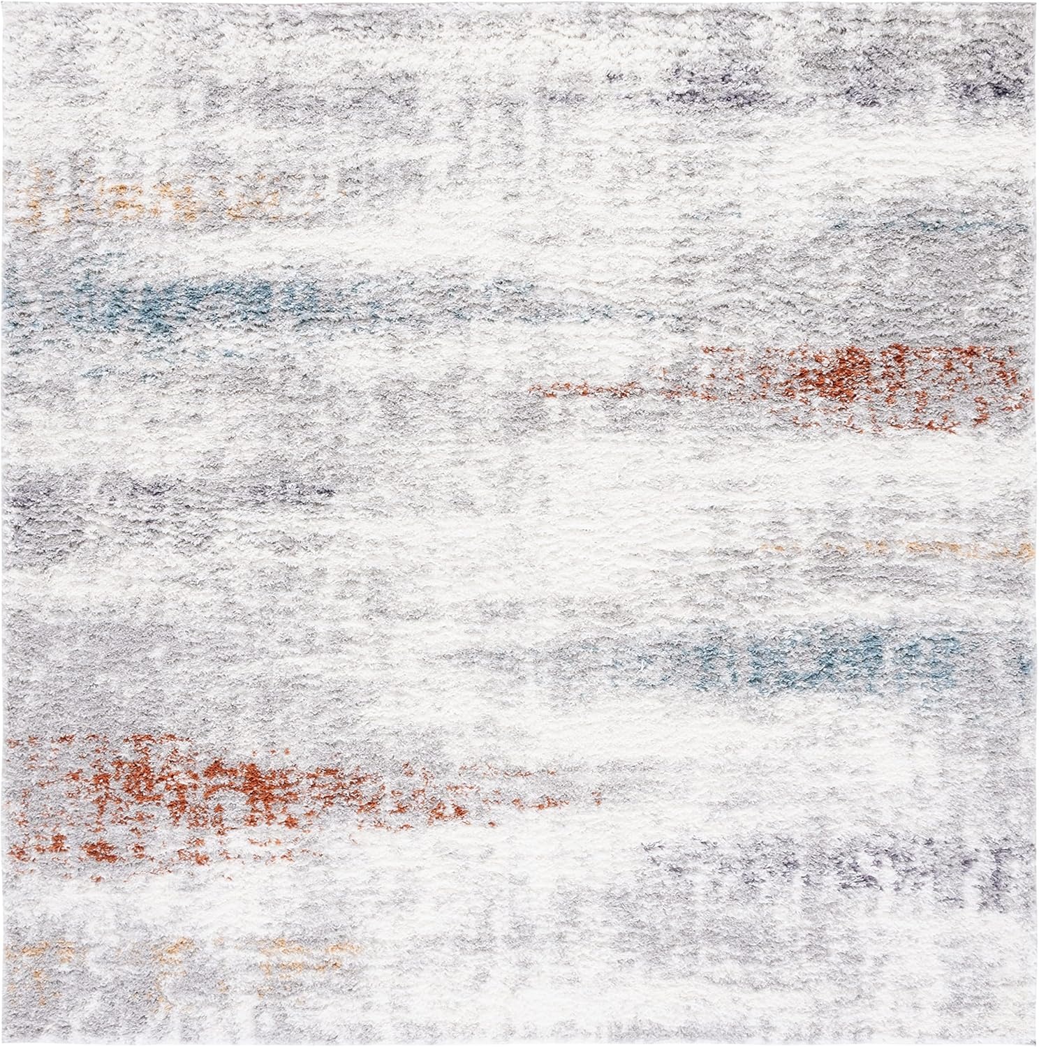 image:imageSAFAVIEH Area Rug 8x10 Berber Shag Collection Large Blue Rust amp Ivory Modern Design NonShedding amp Easy Cleaning Plush Thick Pile Ideal for Living Room Bedroom Dining Space BER581ABlue RustIvory