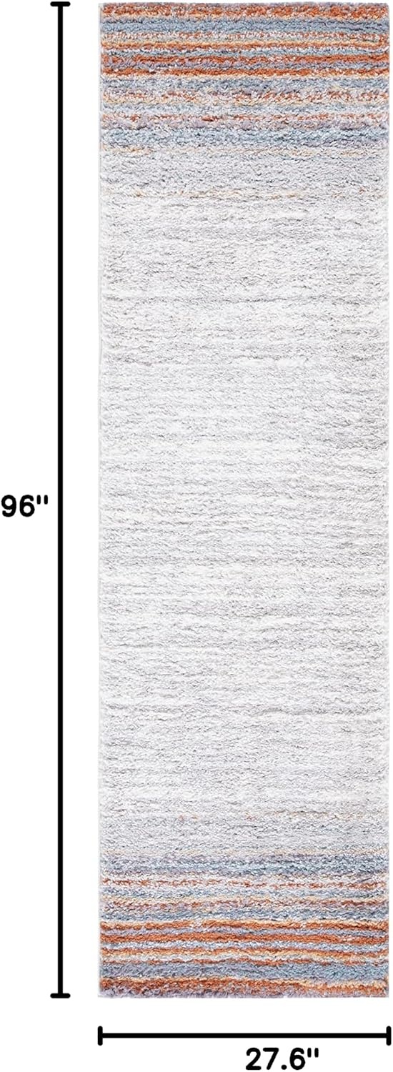 image:imageSAFAVIEH Area Rug 8x10 Berber Shag Collection Large Blue Rust amp Ivory Modern Design NonShedding amp Easy Cleaning Plush Thick Pile Ideal for Living Room Bedroom Dining Space BER571ABlue RustIvory