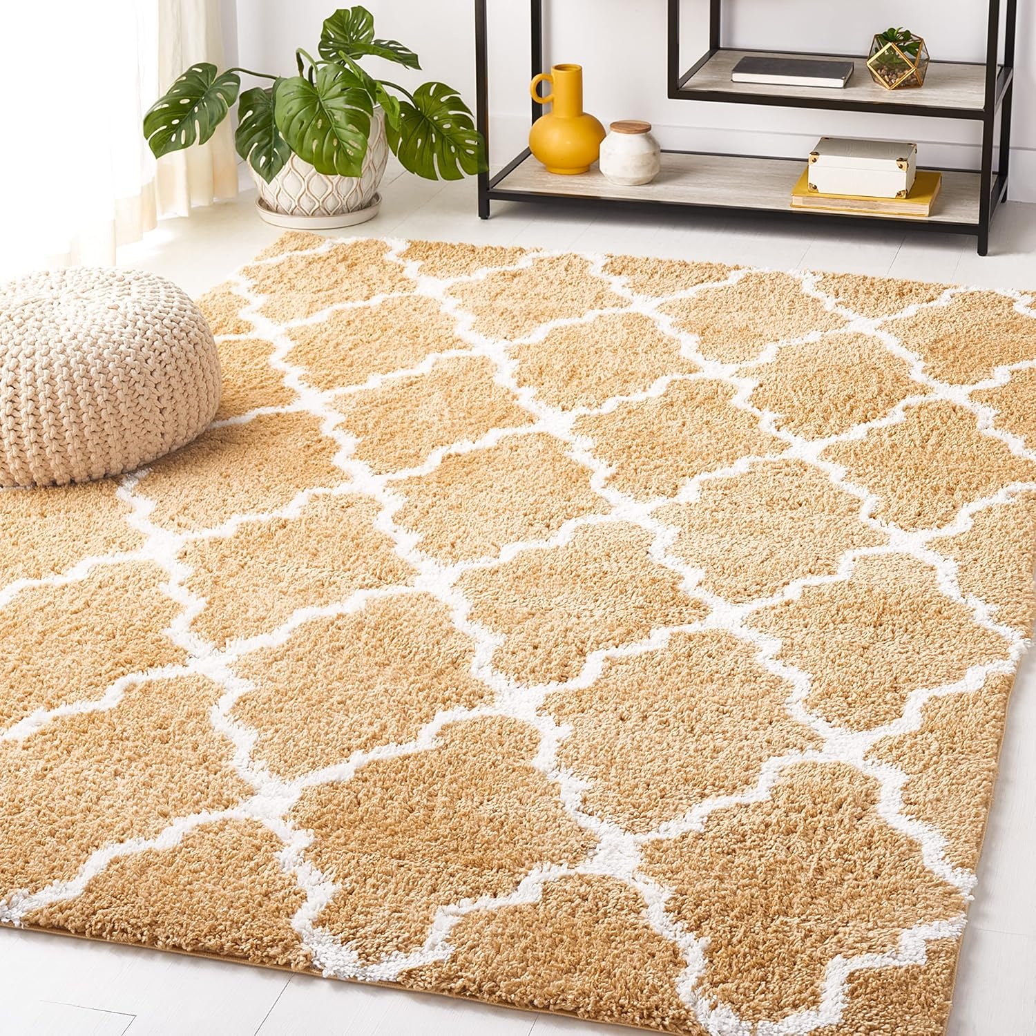 image:imageSAFAVIEH Area Rug 8x10 Berber Shag Collection Large Dark Beige amp Ivory Moroccan Design NonShedding amp Easy Cleaning Plush Thick Pile Ideal for Living Room Bedroom Dining Space BER575DDark BeigeIvory