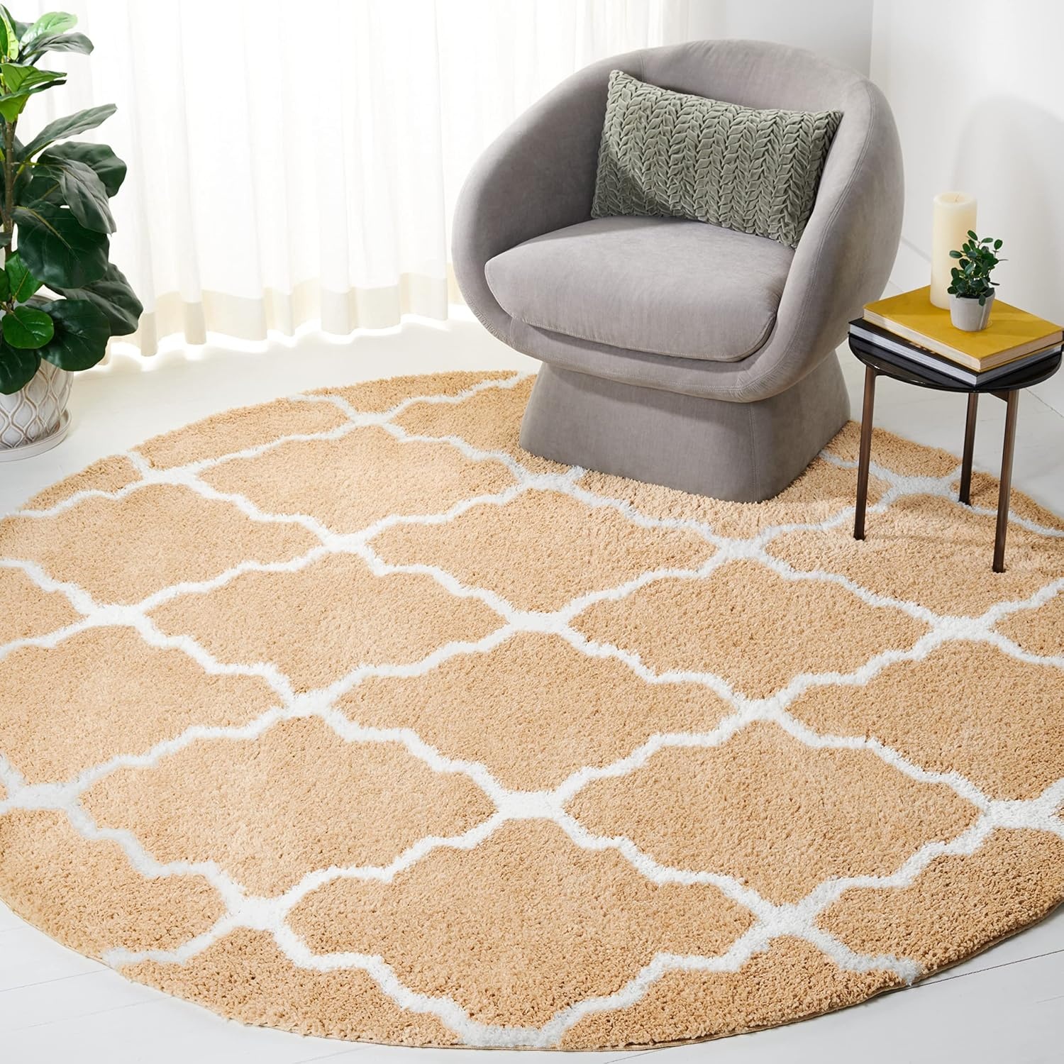 image:imageSAFAVIEH Area Rug 8x10 Berber Shag Collection Large Dark Beige amp Ivory Moroccan Design NonShedding amp Easy Cleaning Plush Thick Pile Ideal for Living Room Bedroom Dining Space BER575DDark BeigeIvory