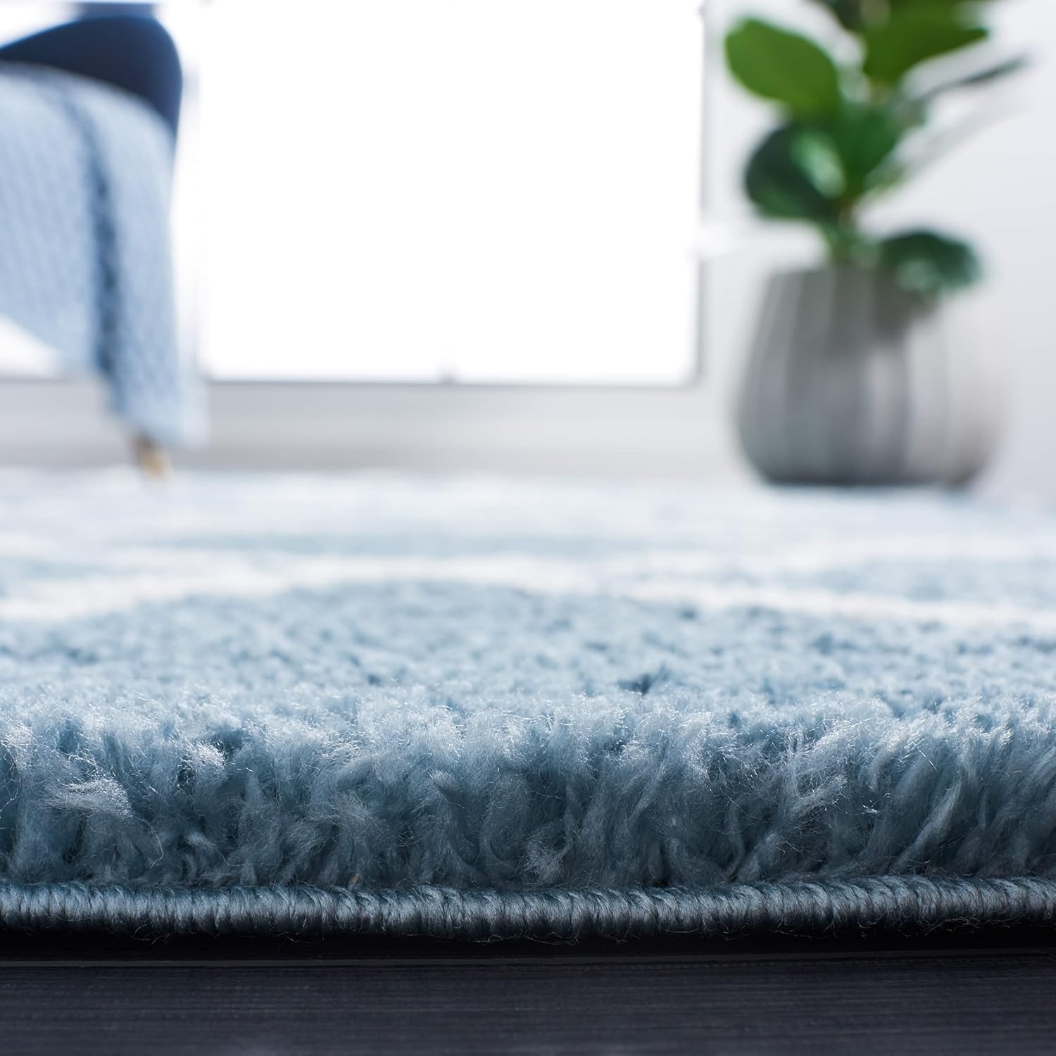 image:imageSAFAVIEH Area Rug 8x10 Berber Shag Collection Large Dark Beige amp Ivory Moroccan Design NonShedding amp Easy Cleaning Plush Thick Pile Ideal for Living Room Bedroom Dining Space BER575DBlue RustIvory