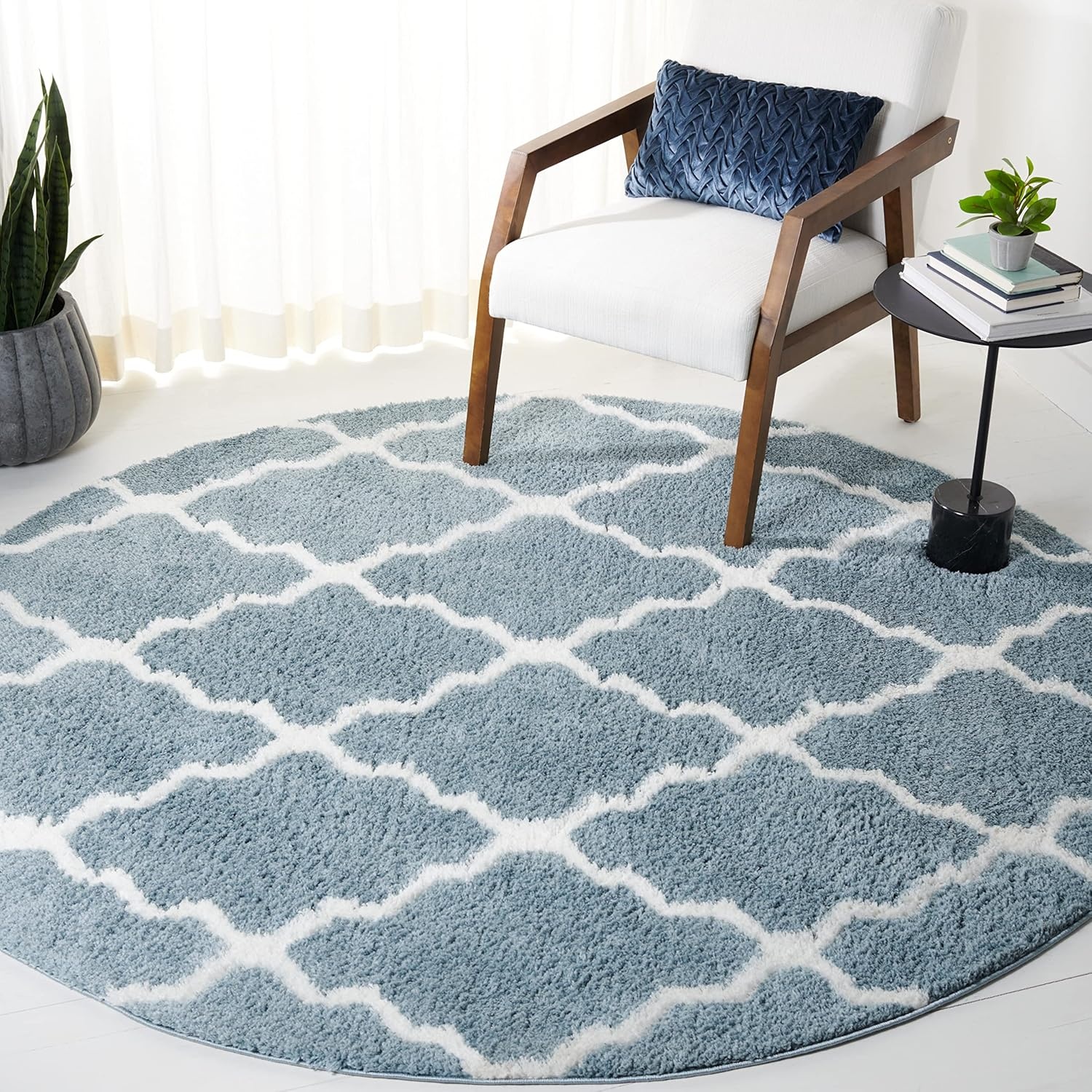 image:imageSAFAVIEH Area Rug 8x10 Berber Shag Collection Large Dark Beige amp Ivory Moroccan Design NonShedding amp Easy Cleaning Plush Thick Pile Ideal for Living Room Bedroom Dining Space BER575DBlue RustIvory