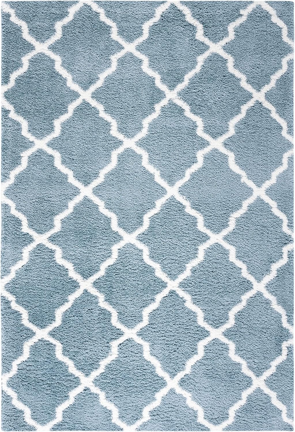 image:imageSAFAVIEH Area Rug 8x10 Berber Shag Collection Large Dark Beige amp Ivory Moroccan Design NonShedding amp Easy Cleaning Plush Thick Pile Ideal for Living Room Bedroom Dining Space BER575DBlue RustIvory