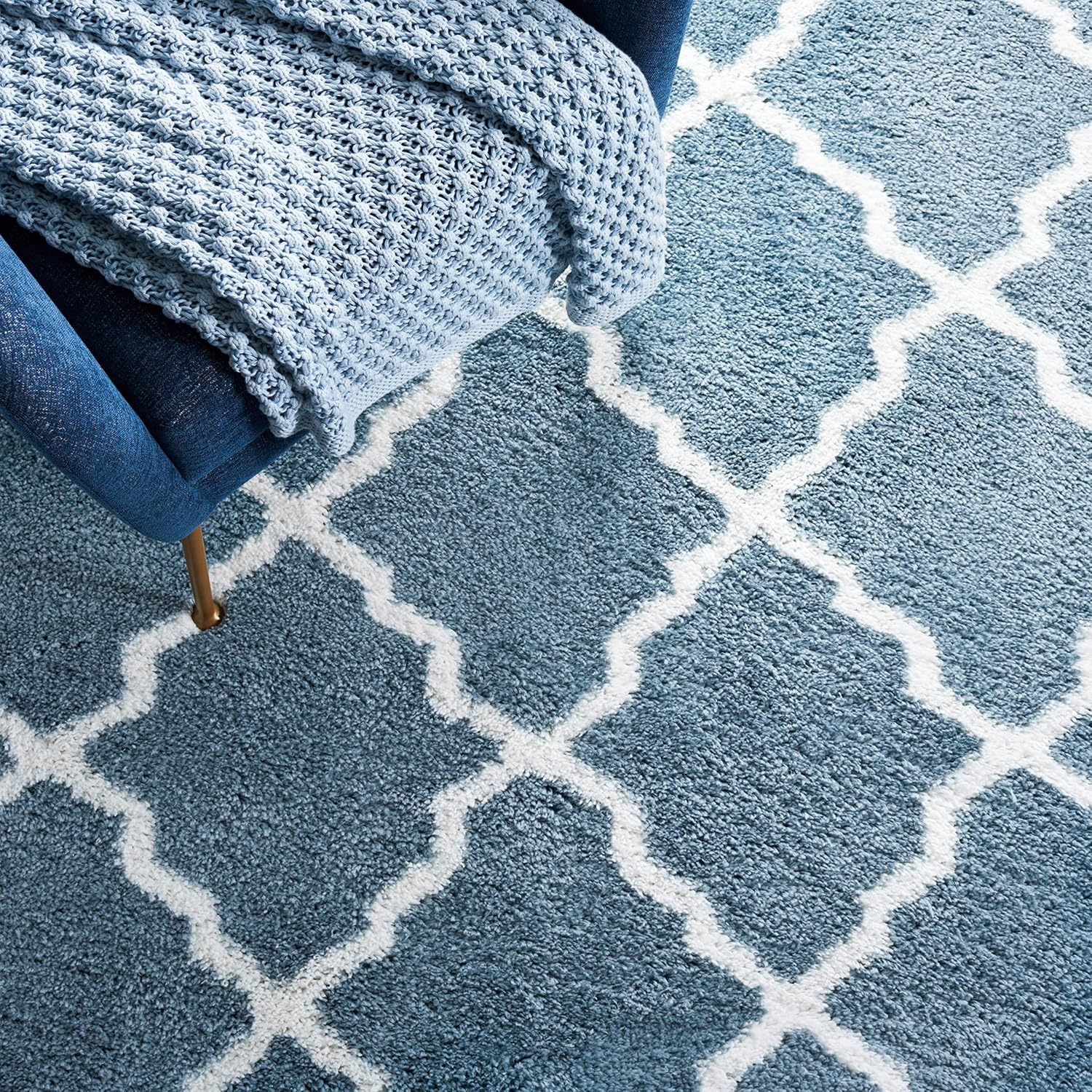 image:imageSAFAVIEH Area Rug 8x10 Berber Shag Collection Large Dark Beige amp Ivory Moroccan Design NonShedding amp Easy Cleaning Plush Thick Pile Ideal for Living Room Bedroom Dining Space BER575DBlue RustIvory