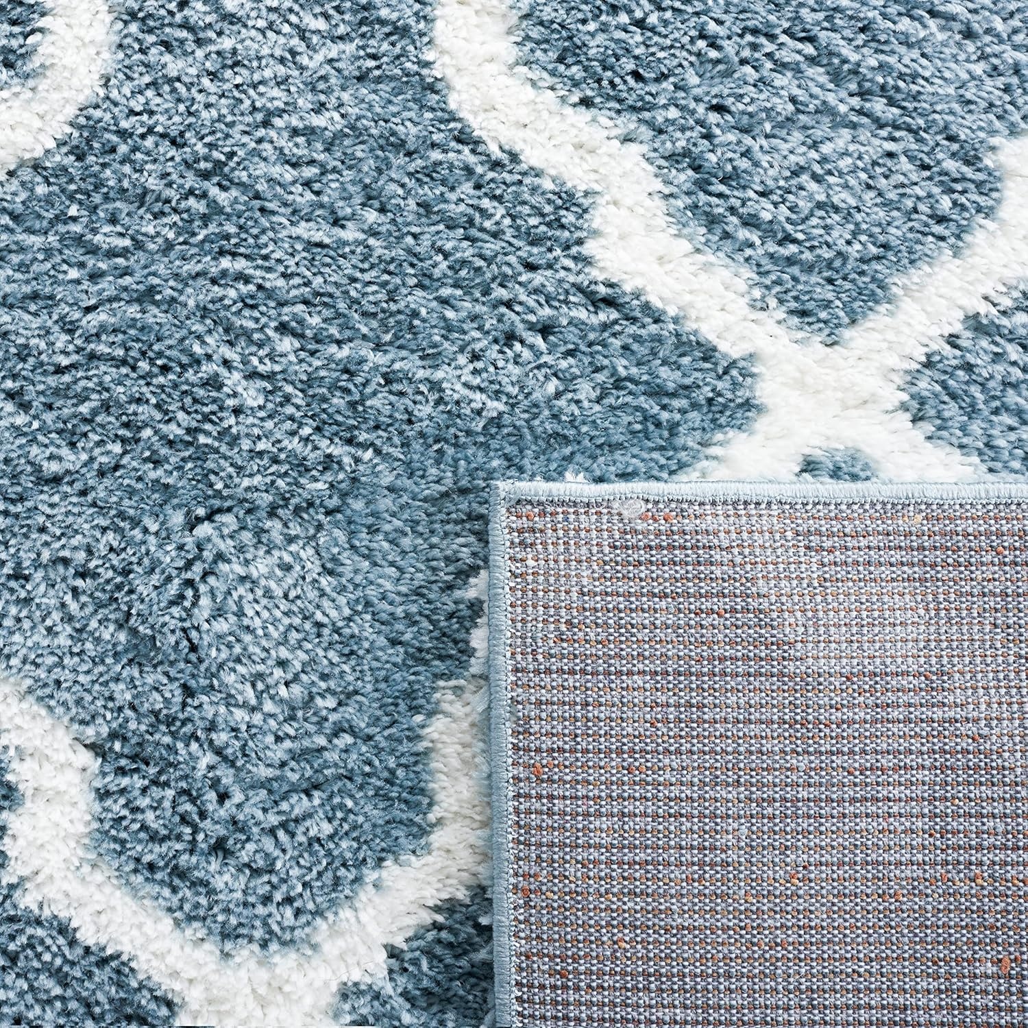image:imageSAFAVIEH Area Rug 8x10 Berber Shag Collection Large Dark Beige amp Ivory Moroccan Design NonShedding amp Easy Cleaning Plush Thick Pile Ideal for Living Room Bedroom Dining Space BER575DBlue RustIvory