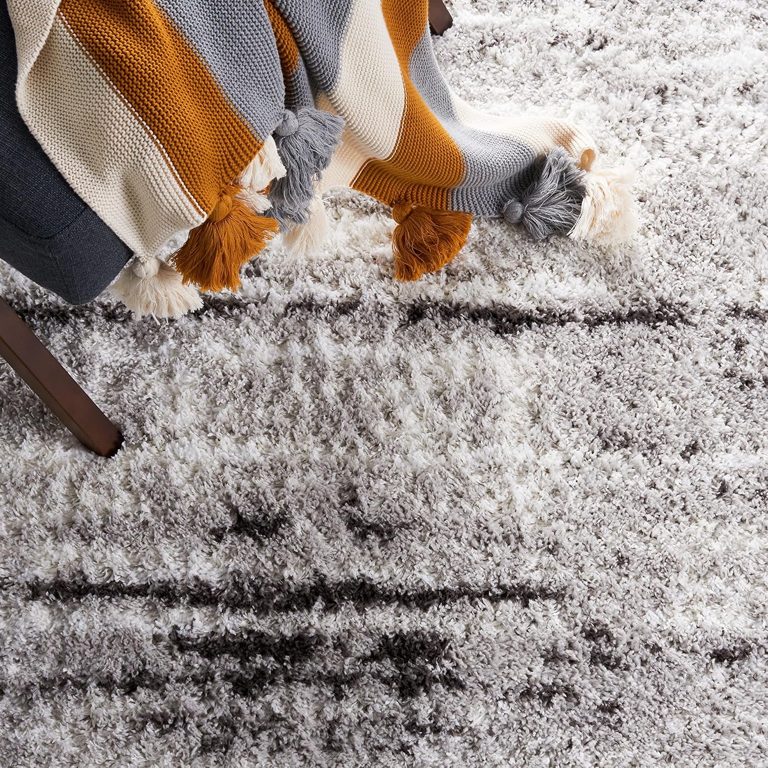 image:imageSAFAVIEH Area Rug 8x10 Berber Shag Collection Large Grey amp Dark Grey Modern Design NonShedding amp Easy Cleaning Plush Thick Pile Ideal for Living Room Bedroom Dining Space BER539FGreyDark Grey