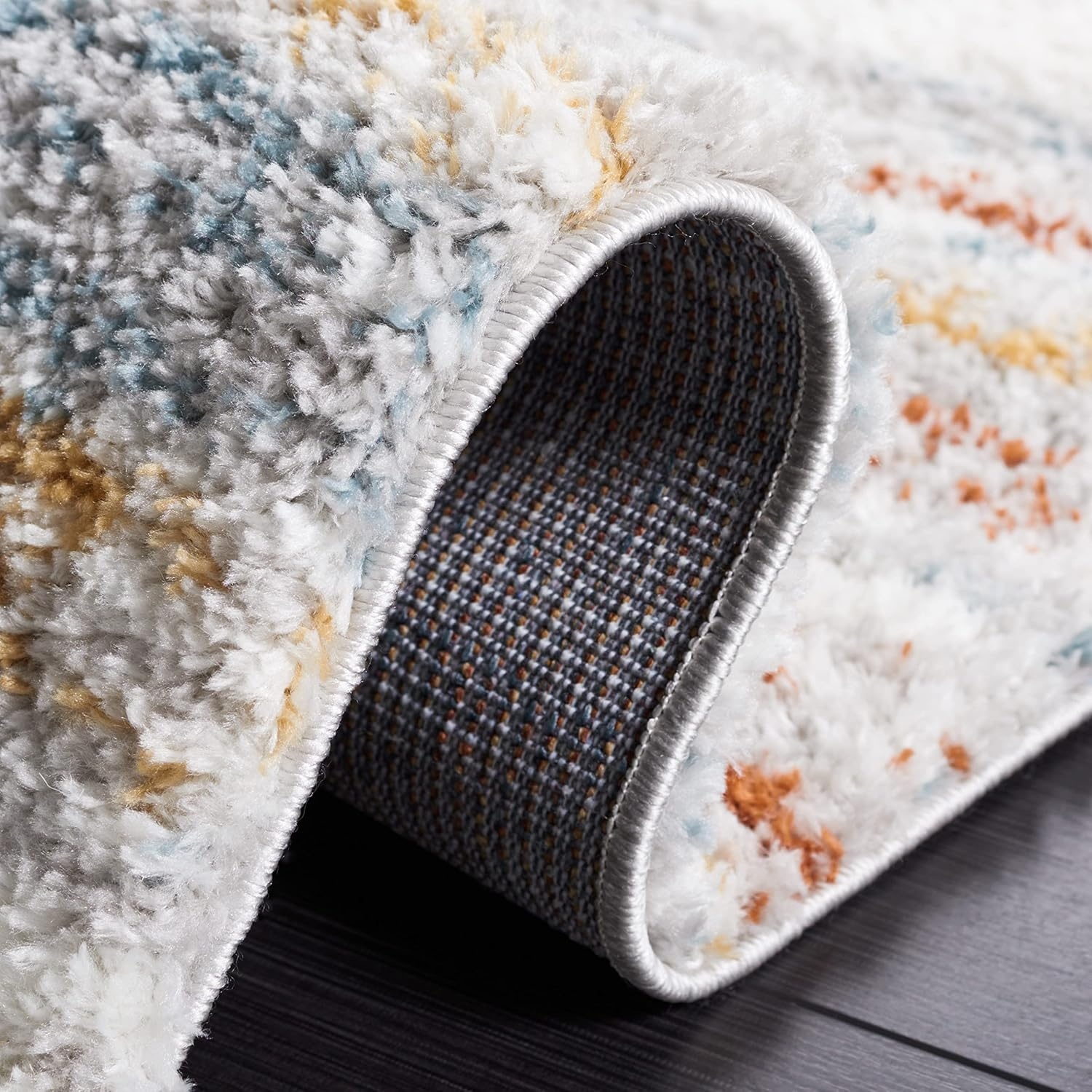 image:imageSAFAVIEH Area Rug 8x10 Berber Shag Collection Large Grey amp Light Grey Modern Design NonShedding amp Easy Cleaning Plush Thick Pile Ideal for Living Room Bedroom Dining Space BER541FBlue RustIvory