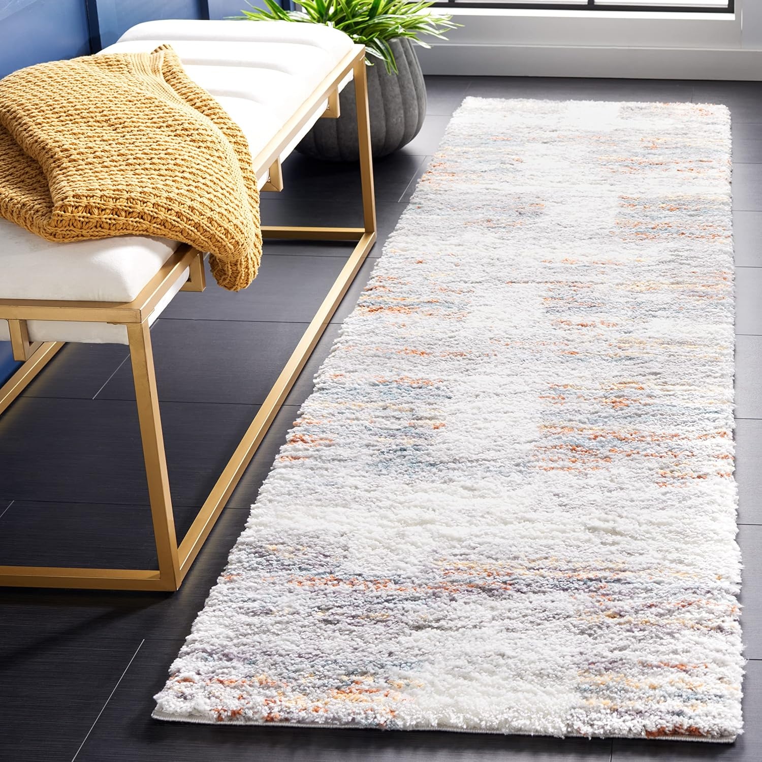 image:imageSAFAVIEH Area Rug 8x10 Berber Shag Collection Large Grey amp Light Grey Modern Design NonShedding amp Easy Cleaning Plush Thick Pile Ideal for Living Room Bedroom Dining Space BER541FBlue RustIvory
