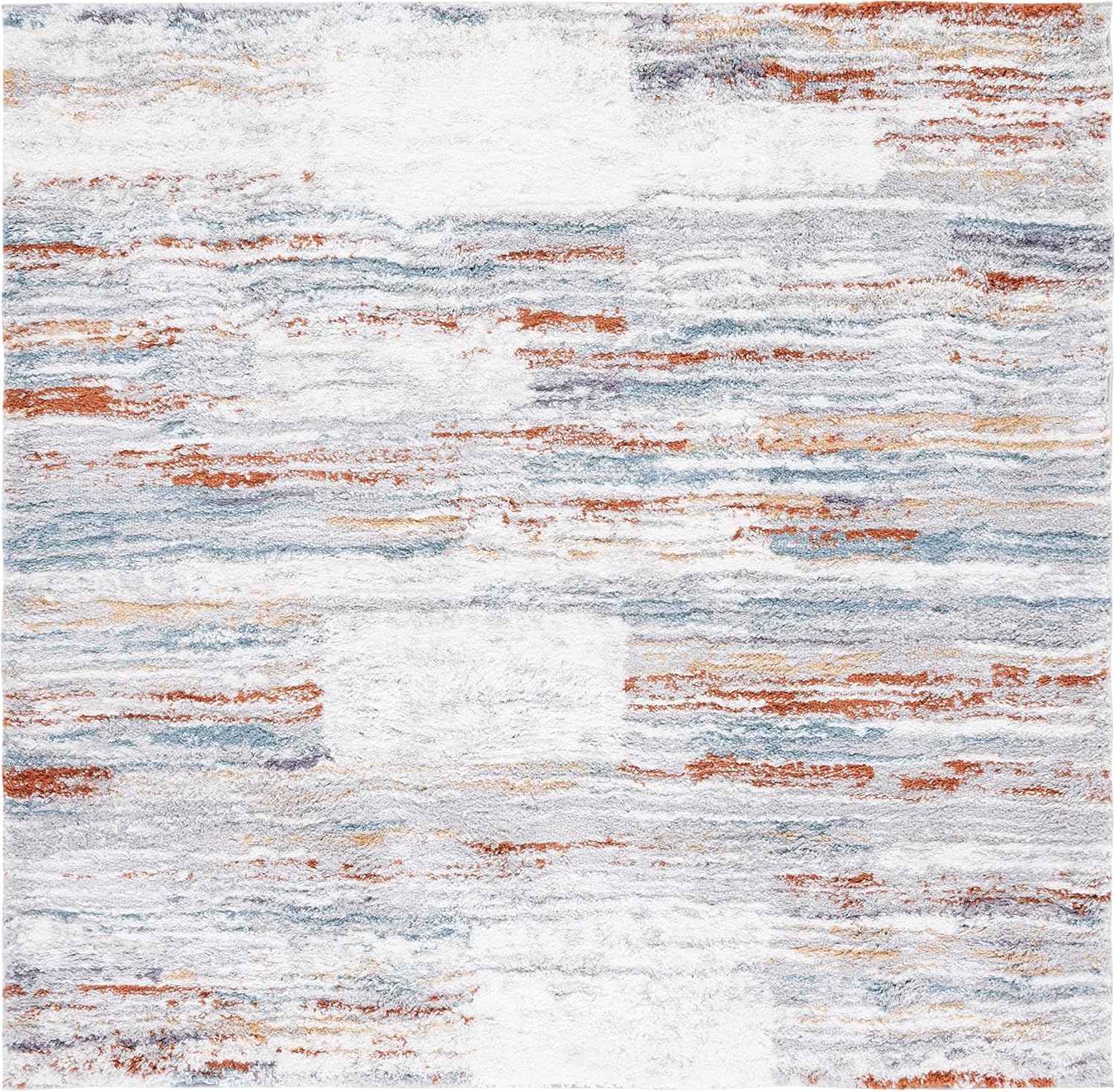 image:imageSAFAVIEH Area Rug 8x10 Berber Shag Collection Large Grey amp Light Grey Modern Design NonShedding amp Easy Cleaning Plush Thick Pile Ideal for Living Room Bedroom Dining Space BER541FBlue RustIvory