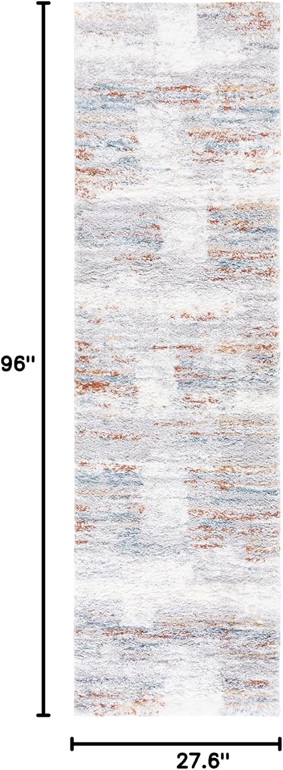 image:imageSAFAVIEH Area Rug 8x10 Berber Shag Collection Large Grey amp Light Grey Modern Design NonShedding amp Easy Cleaning Plush Thick Pile Ideal for Living Room Bedroom Dining Space BER541FBlue RustIvory