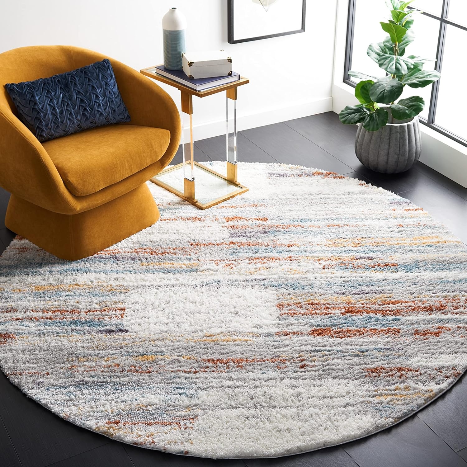 image:imageSAFAVIEH Area Rug 8x10 Berber Shag Collection Large Grey amp Light Grey Modern Design NonShedding amp Easy Cleaning Plush Thick Pile Ideal for Living Room Bedroom Dining Space BER541FBlue RustIvory