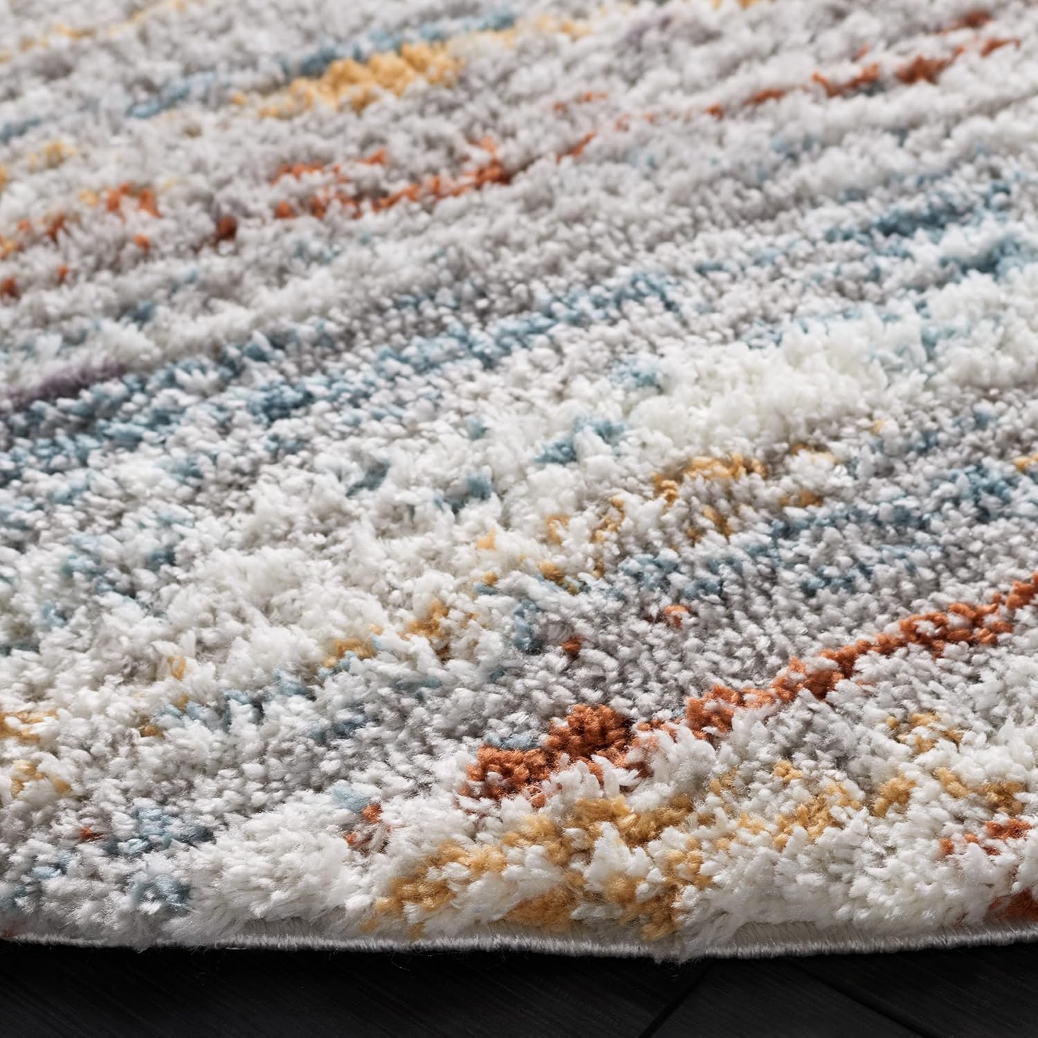 image:imageSAFAVIEH Area Rug 8x10 Berber Shag Collection Large Grey amp Light Grey Modern Design NonShedding amp Easy Cleaning Plush Thick Pile Ideal for Living Room Bedroom Dining Space BER541FBlue RustIvory