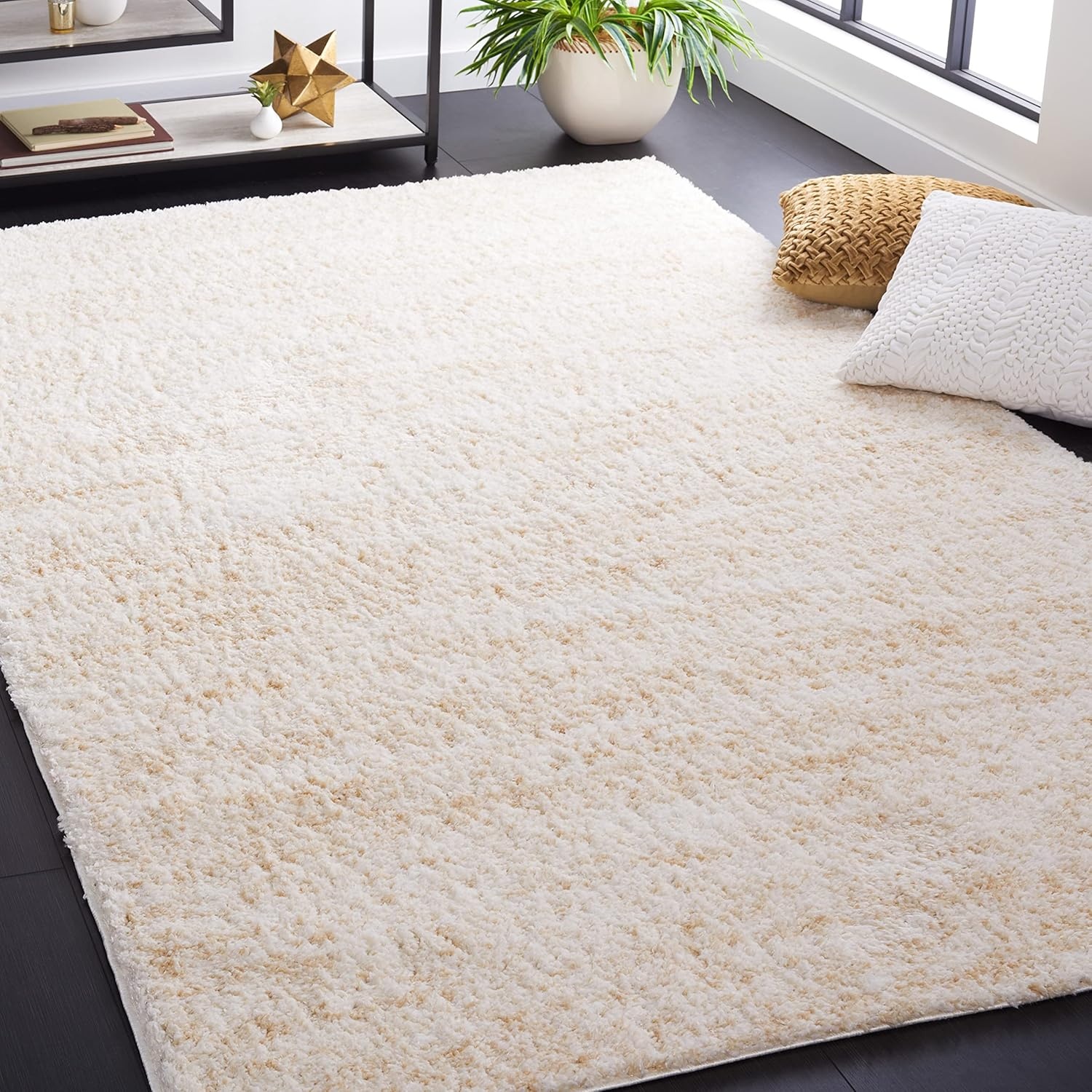 image:imageSAFAVIEH Area Rug 8x10 Berber Shag Collection Large Ivory amp Beige Modern Design NonShedding amp Easy Cleaning Plush Thick Pile Ideal for Living Room Bedroom Dining Space BER563AIvoryBeige