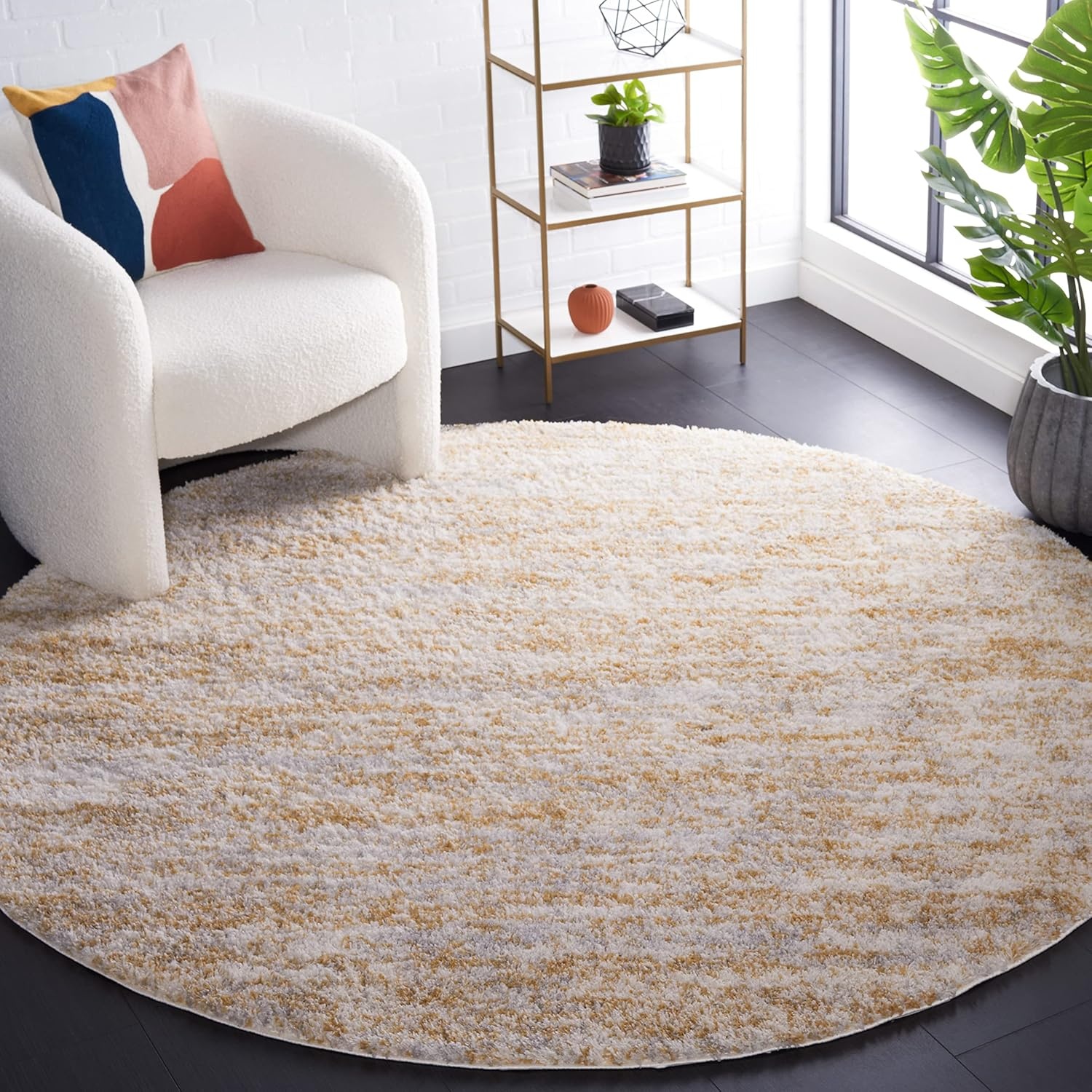 image:imageSAFAVIEH Area Rug 8x10 Berber Shag Collection Large Ivory amp Beige Modern Design NonShedding amp Easy Cleaning Plush Thick Pile Ideal for Living Room Bedroom Dining Space BER563AIvoryLight Gold