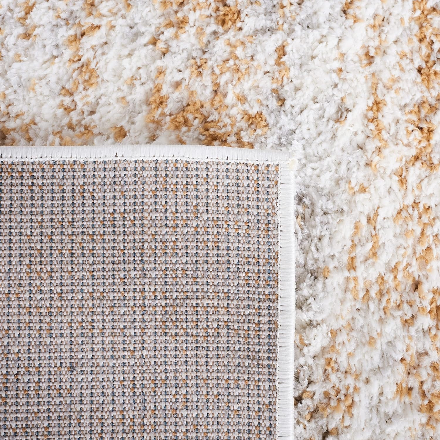 image:imageSAFAVIEH Area Rug 8x10 Berber Shag Collection Large Ivory amp Beige Modern Design NonShedding amp Easy Cleaning Plush Thick Pile Ideal for Living Room Bedroom Dining Space BER563AIvoryLight Gold