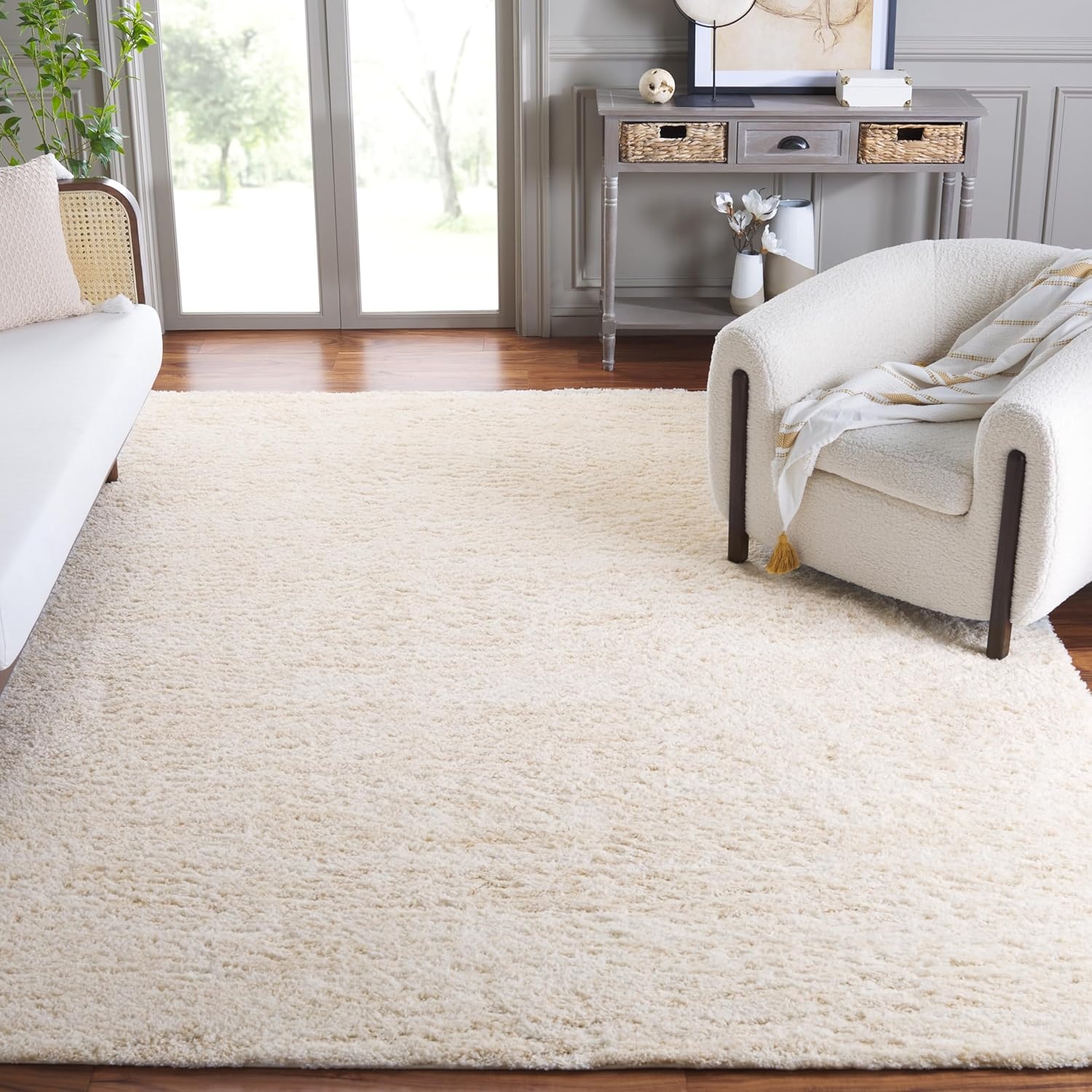 image:imageSAFAVIEH Area Rug 8x10 Berber Shag Collection Large Ivory amp Beige Modern Design NonShedding amp Easy Cleaning Plush Thick Pile Ideal for Living Room Bedroom Dining Space BER563AIvoryBeige
