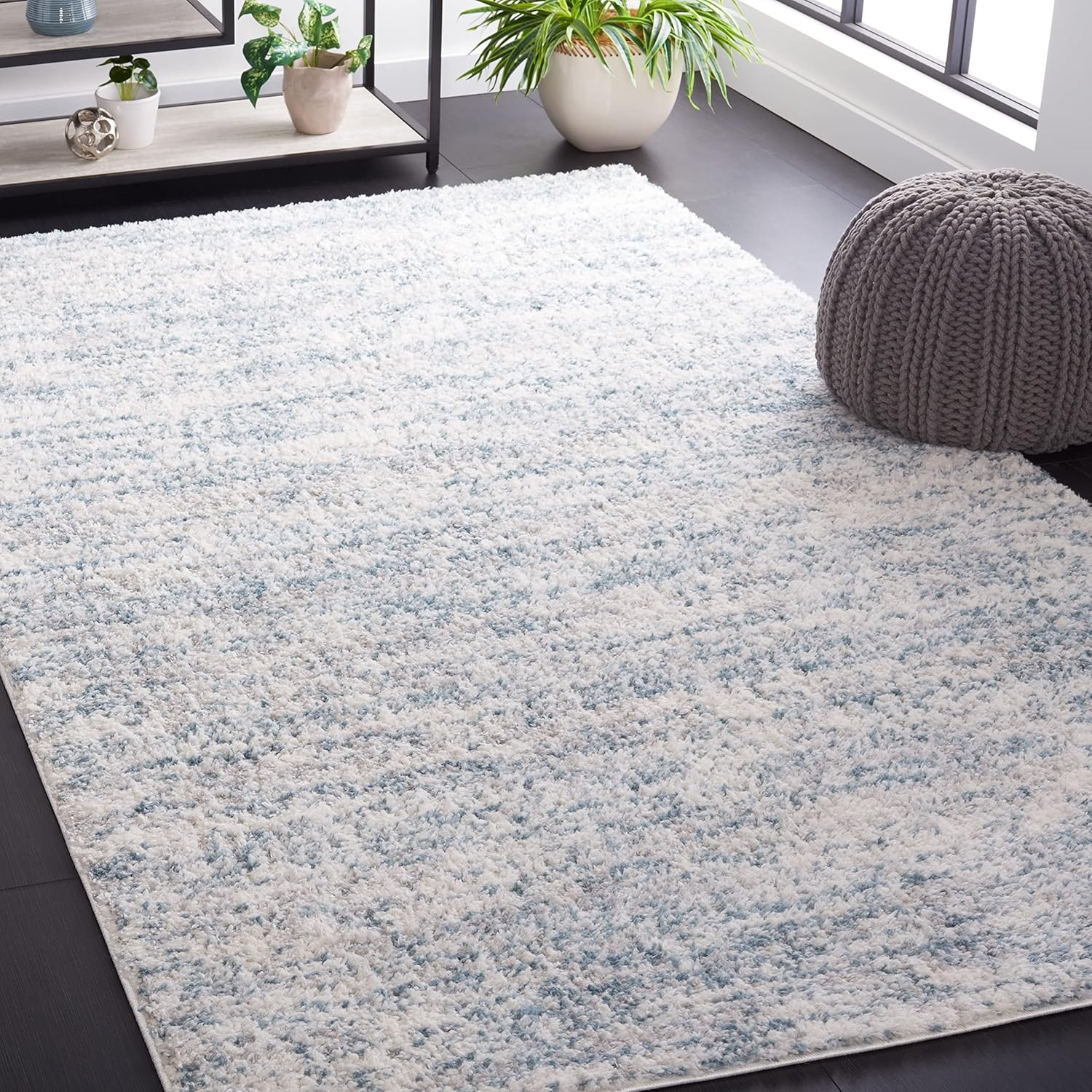 image:imageSAFAVIEH Area Rug 8x10 Berber Shag Collection Large Ivory amp Beige Modern Design NonShedding amp Easy Cleaning Plush Thick Pile Ideal for Living Room Bedroom Dining Space BER563AIvoryLight Aqua