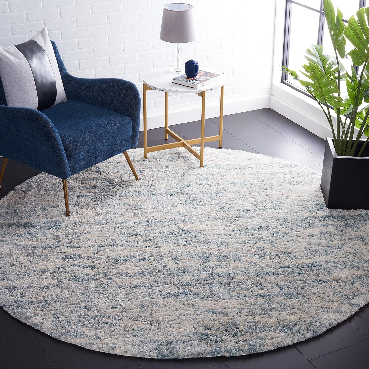image:imageSAFAVIEH Area Rug 8x10 Berber Shag Collection Large Ivory amp Beige Modern Design NonShedding amp Easy Cleaning Plush Thick Pile Ideal for Living Room Bedroom Dining Space BER563AIvoryLight Aqua