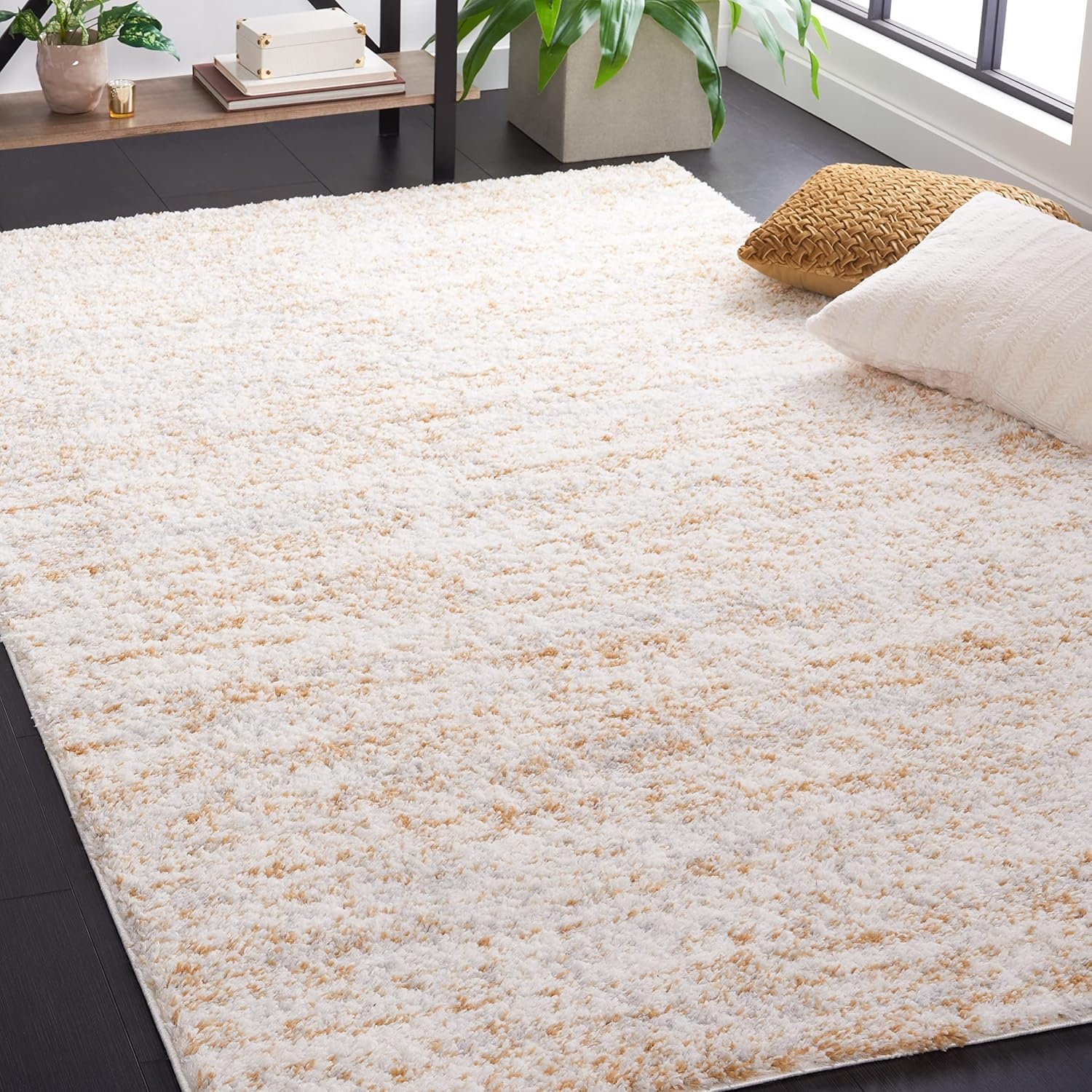 image:imageSAFAVIEH Area Rug 8x10 Berber Shag Collection Large Ivory amp Beige Modern Design NonShedding amp Easy Cleaning Plush Thick Pile Ideal for Living Room Bedroom Dining Space BER563AIvoryLight Gold