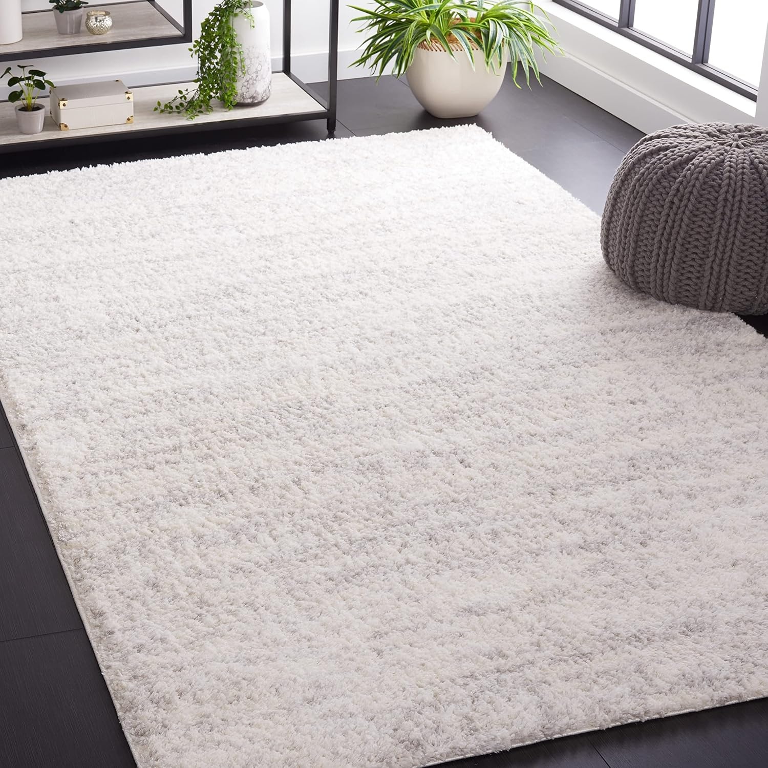 image:imageSAFAVIEH Area Rug 8x10 Berber Shag Collection Large Ivory amp Beige Modern Design NonShedding amp Easy Cleaning Plush Thick Pile Ideal for Living Room Bedroom Dining Space BER563AIvoryLight Grey
