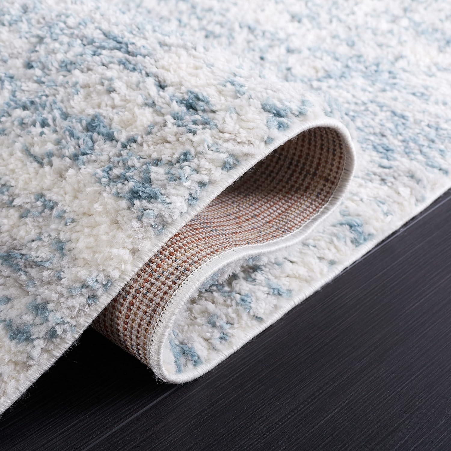 image:imageSAFAVIEH Area Rug 8x10 Berber Shag Collection Large Ivory amp Beige Modern Design NonShedding amp Easy Cleaning Plush Thick Pile Ideal for Living Room Bedroom Dining Space BER563AIvoryLight Aqua