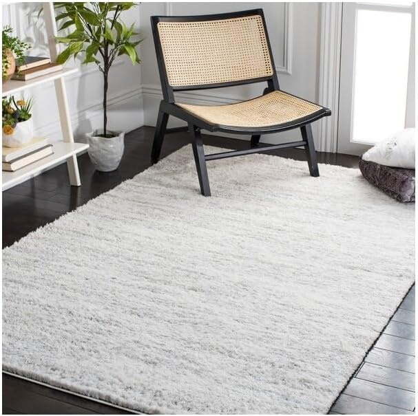image:imageSAFAVIEH Area Rug 8x10 Berber Shag Collection Large Ivory amp Beige Modern Design NonShedding amp Easy Cleaning Plush Thick Pile Ideal for Living Room Bedroom Dining Space BER563AIvoryLight Grey