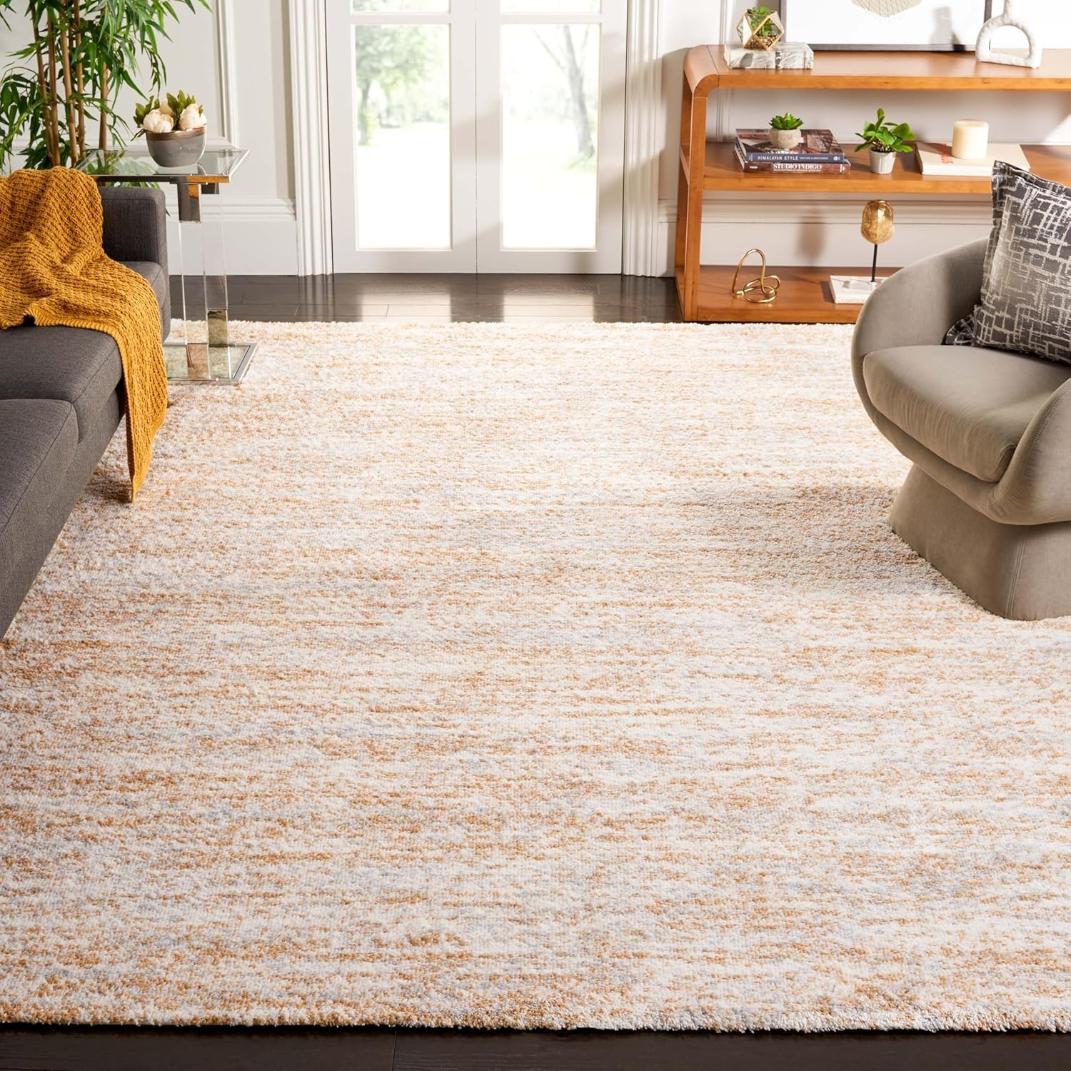 image:imageSAFAVIEH Area Rug 8x10 Berber Shag Collection Large Ivory amp Beige Modern Design NonShedding amp Easy Cleaning Plush Thick Pile Ideal for Living Room Bedroom Dining Space BER563AIvoryLight Gold