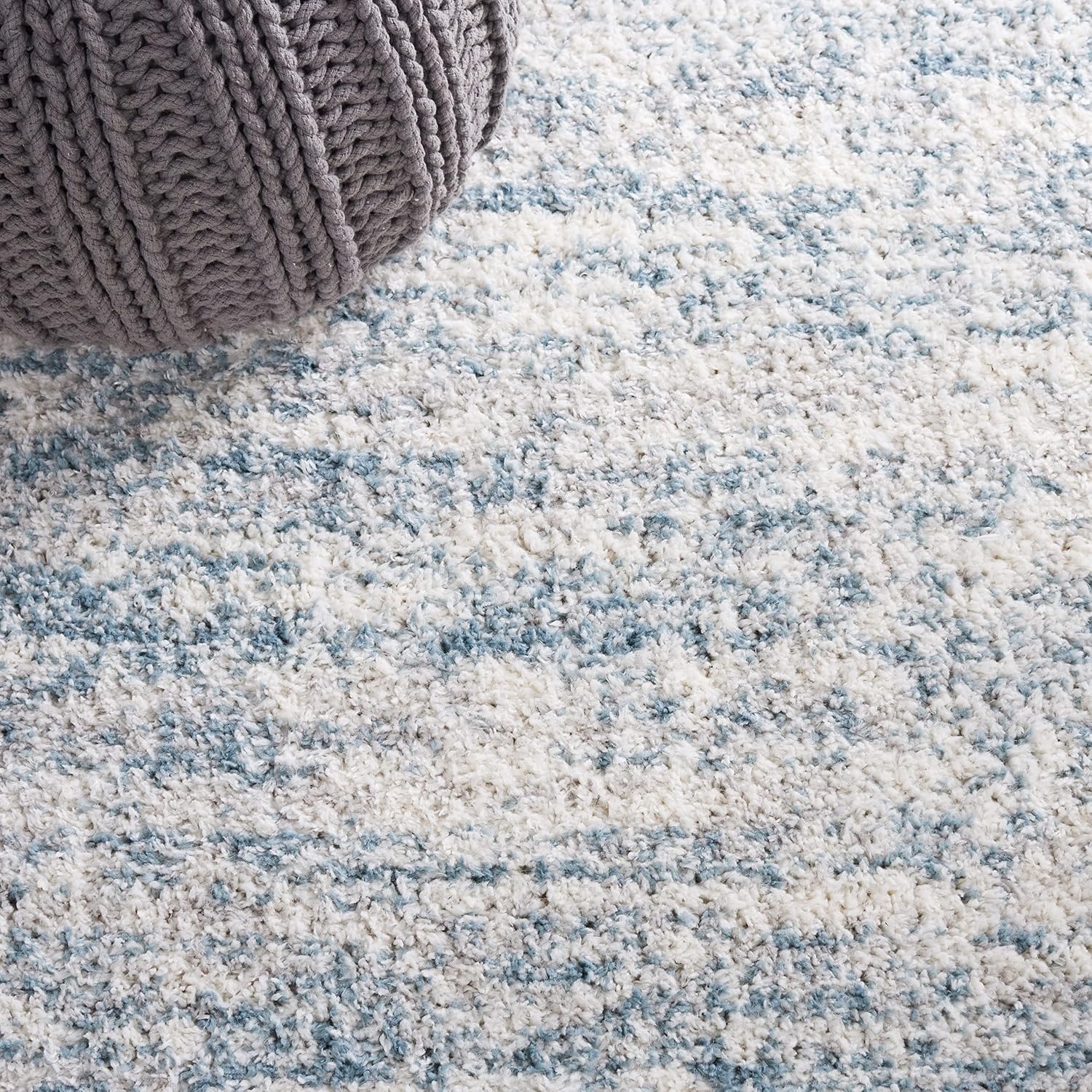 image:imageSAFAVIEH Area Rug 8x10 Berber Shag Collection Large Ivory amp Beige Modern Design NonShedding amp Easy Cleaning Plush Thick Pile Ideal for Living Room Bedroom Dining Space BER563AIvoryLight Aqua