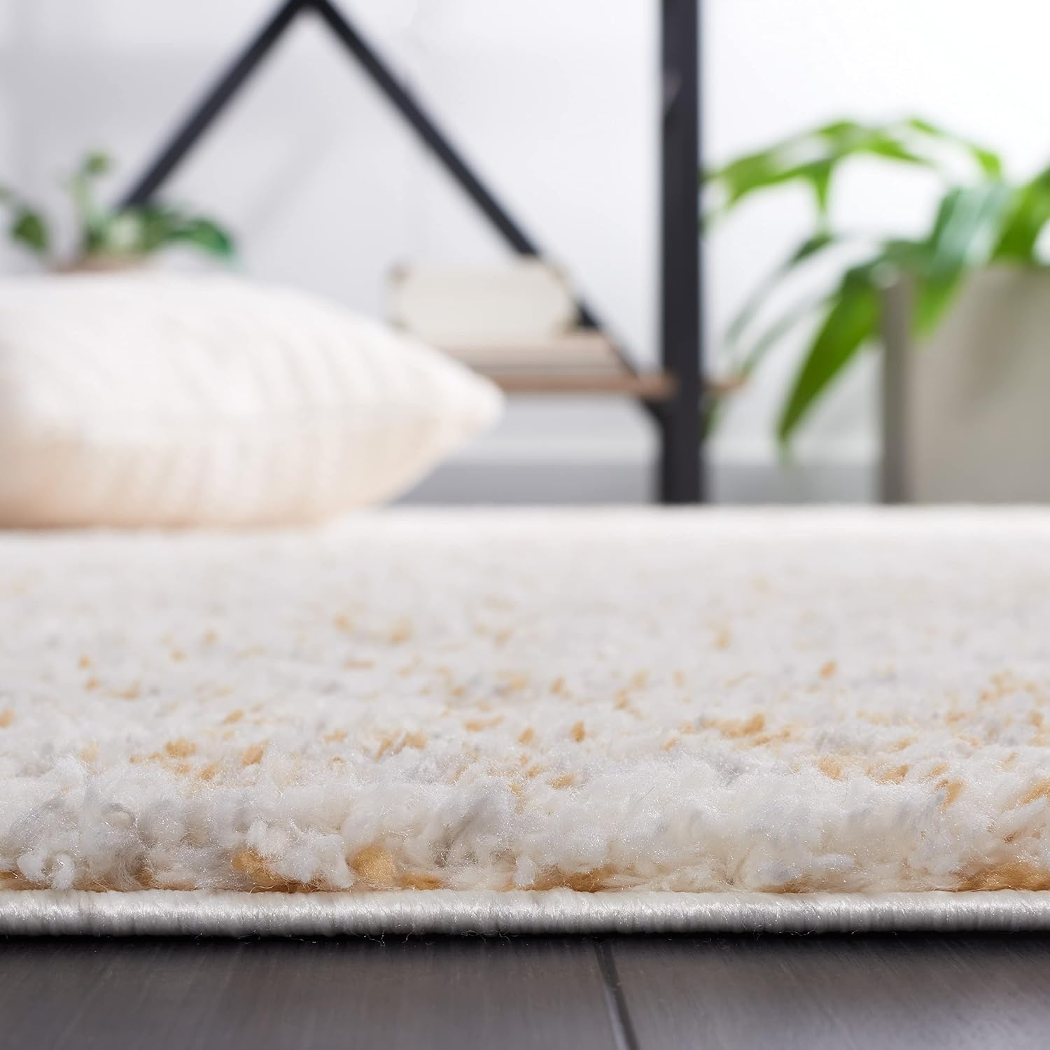 image:imageSAFAVIEH Area Rug 8x10 Berber Shag Collection Large Ivory amp Beige Modern Design NonShedding amp Easy Cleaning Plush Thick Pile Ideal for Living Room Bedroom Dining Space BER563AIvoryLight Gold