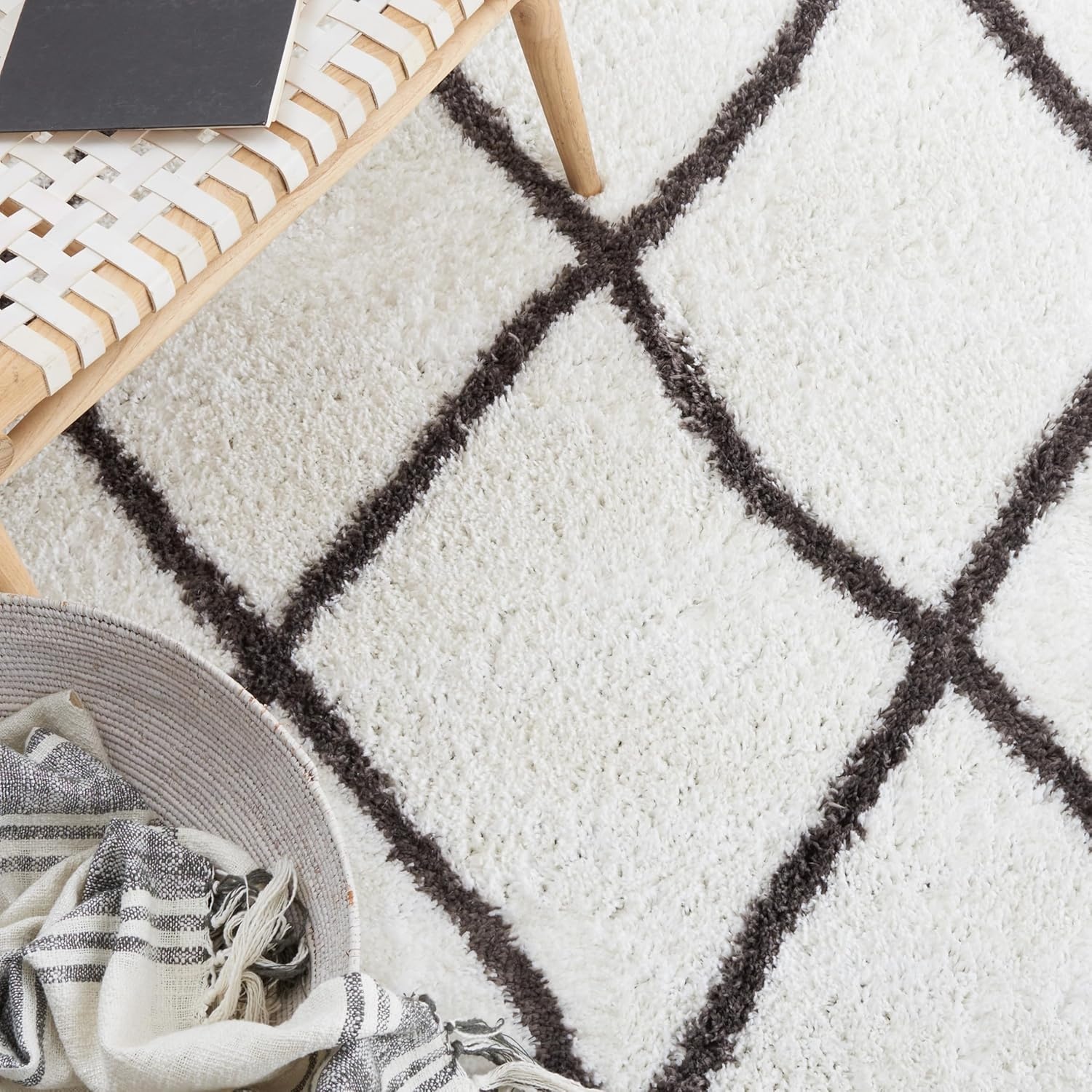 image:imageSAFAVIEH Area Rug 8x10 Berber Shag Collection Large Ivory amp Grey Moroccan Design NonShedding amp Easy Cleaning Plush Thick Pile Ideal for Living Room Bedroom Dining Space BER522FIvoryGrey