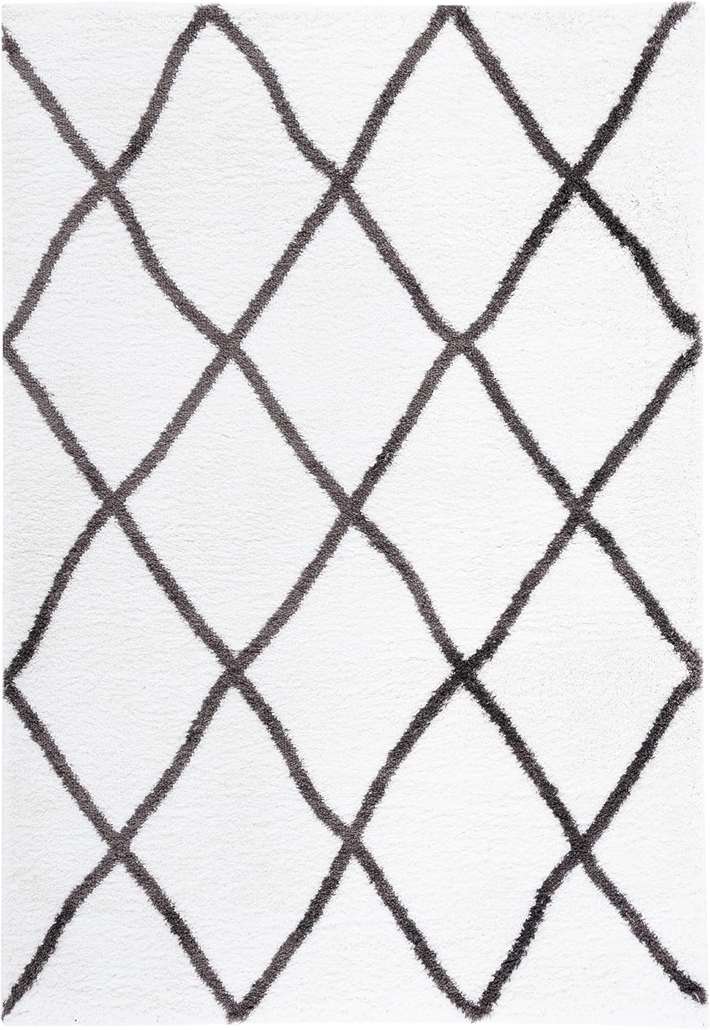 image:imageSAFAVIEH Area Rug 8x10 Berber Shag Collection Large Ivory amp Grey Moroccan Design NonShedding amp Easy Cleaning Plush Thick Pile Ideal for Living Room Bedroom Dining Space BER522FIvoryGrey
