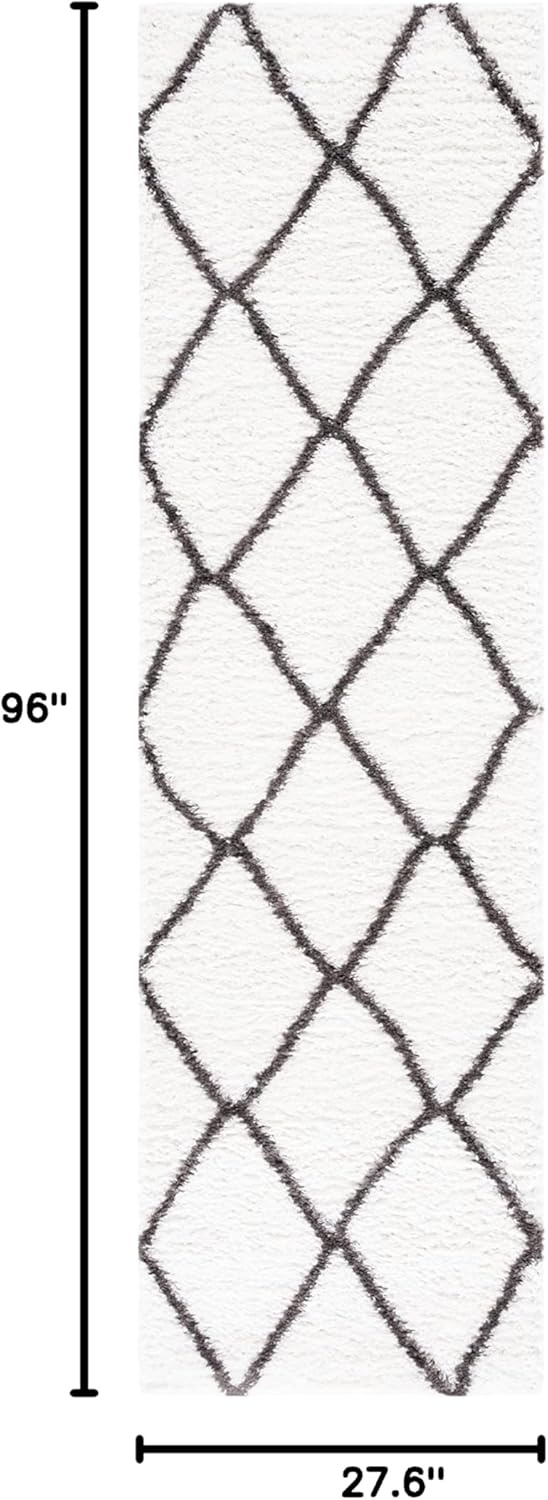 image:imageSAFAVIEH Area Rug 8x10 Berber Shag Collection Large Ivory amp Grey Moroccan Design NonShedding amp Easy Cleaning Plush Thick Pile Ideal for Living Room Bedroom Dining Space BER522FIvoryGrey