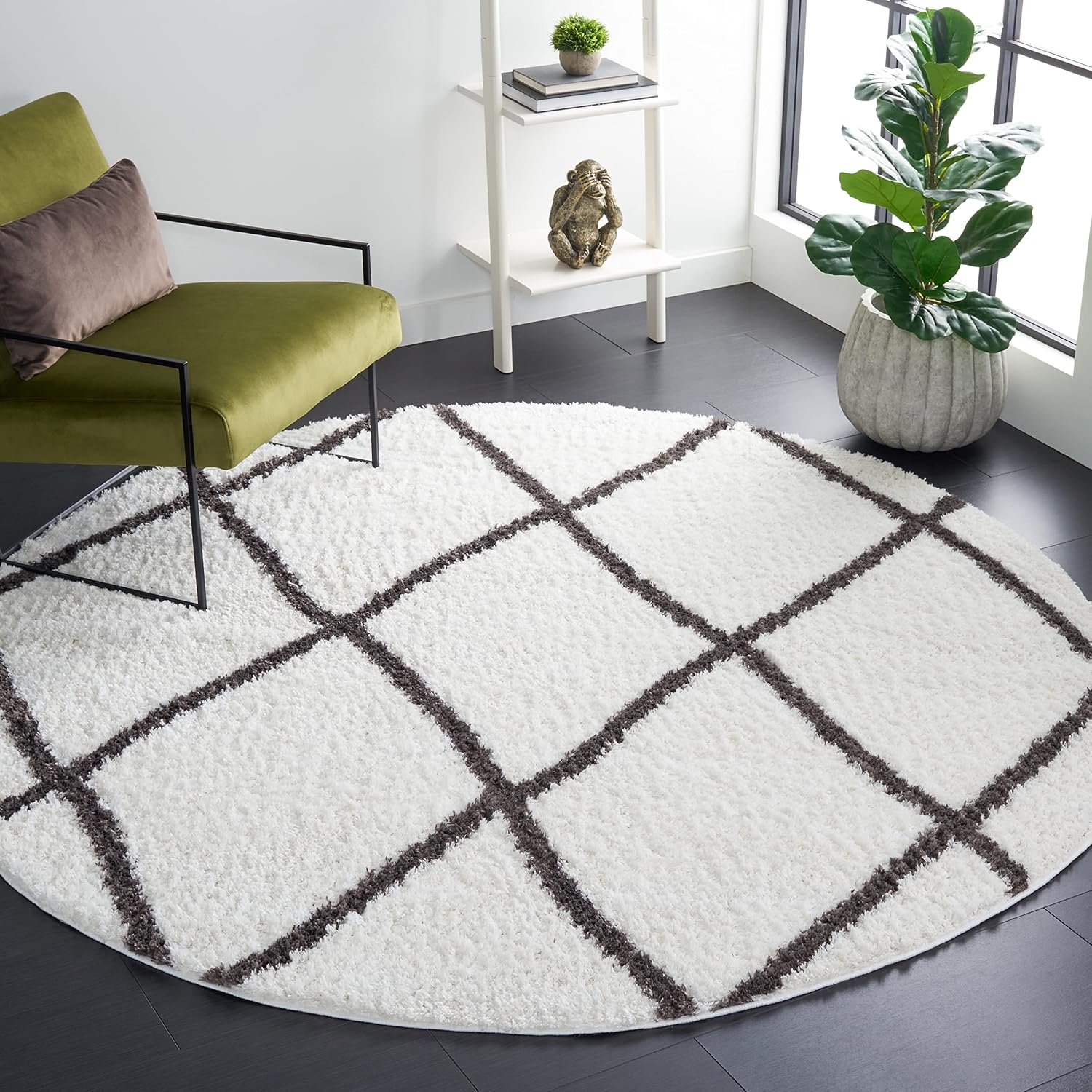 image:imageSAFAVIEH Area Rug 8x10 Berber Shag Collection Large Ivory amp Grey Moroccan Design NonShedding amp Easy Cleaning Plush Thick Pile Ideal for Living Room Bedroom Dining Space BER522FIvoryGrey