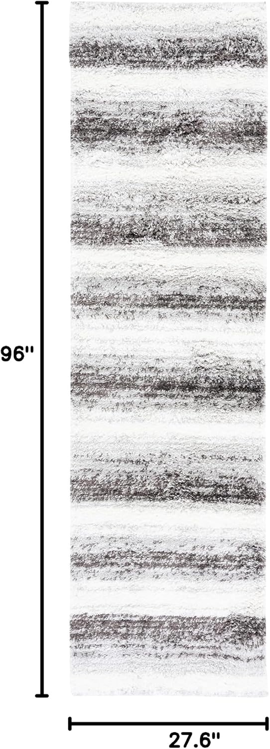 image:imageSAFAVIEH Area Rug 8x10 Berber Shag Collection Large Light Grey amp Grey Modern Stripe Design NonShedding amp Easy Cleaning Plush Thick Pile Ideal for Living Room Bedroom Dining BER561FLight GreyGrey