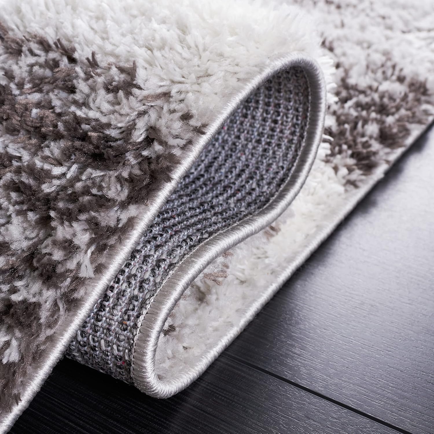image:imageSAFAVIEH Area Rug 8x10 Berber Shag Collection Large Light Grey amp Grey Modern Stripe Design NonShedding amp Easy Cleaning Plush Thick Pile Ideal for Living Room Bedroom Dining BER561FLight GreyGrey