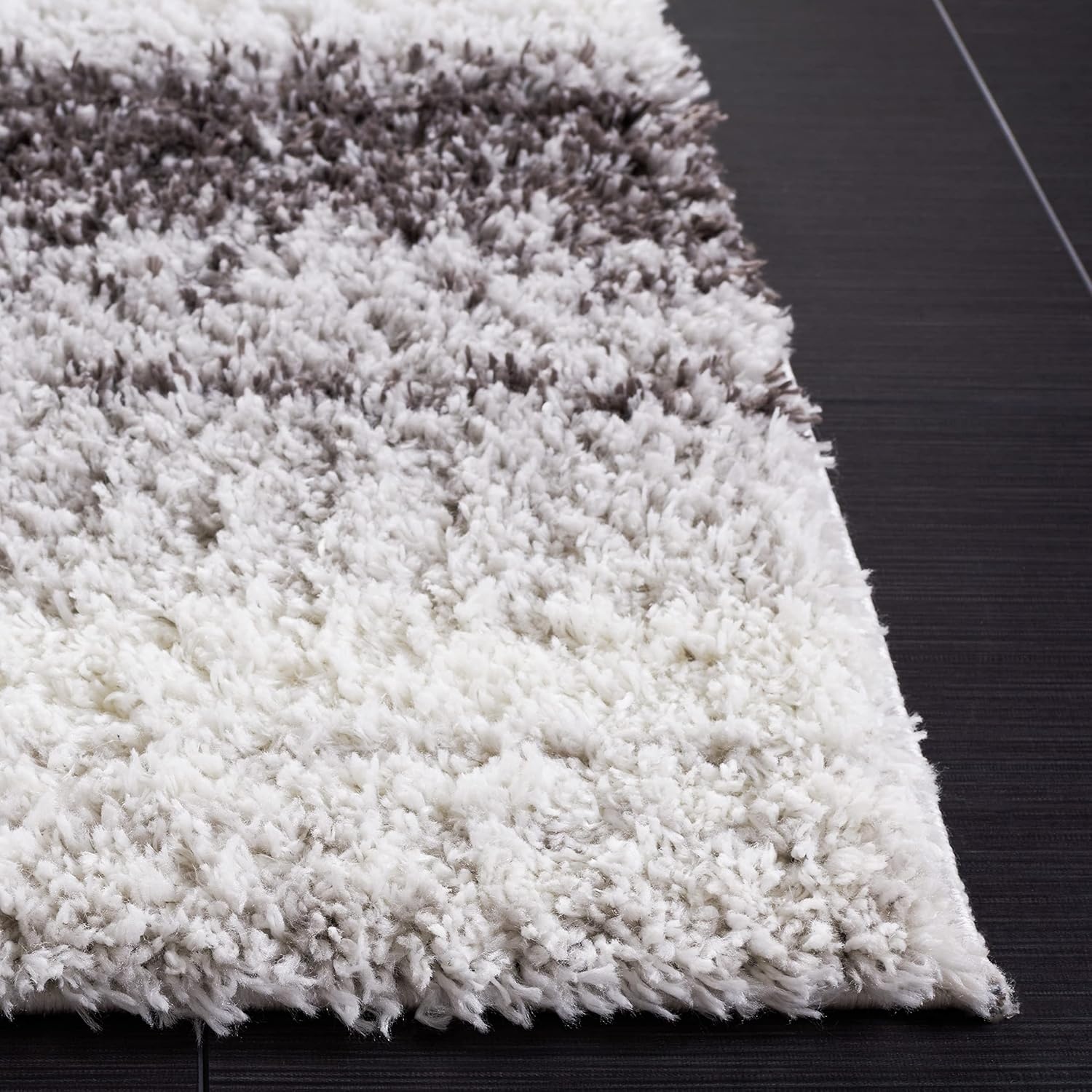 image:imageSAFAVIEH Area Rug 8x10 Berber Shag Collection Large Light Grey amp Grey Modern Stripe Design NonShedding amp Easy Cleaning Plush Thick Pile Ideal for Living Room Bedroom Dining BER561FLight GreyGrey