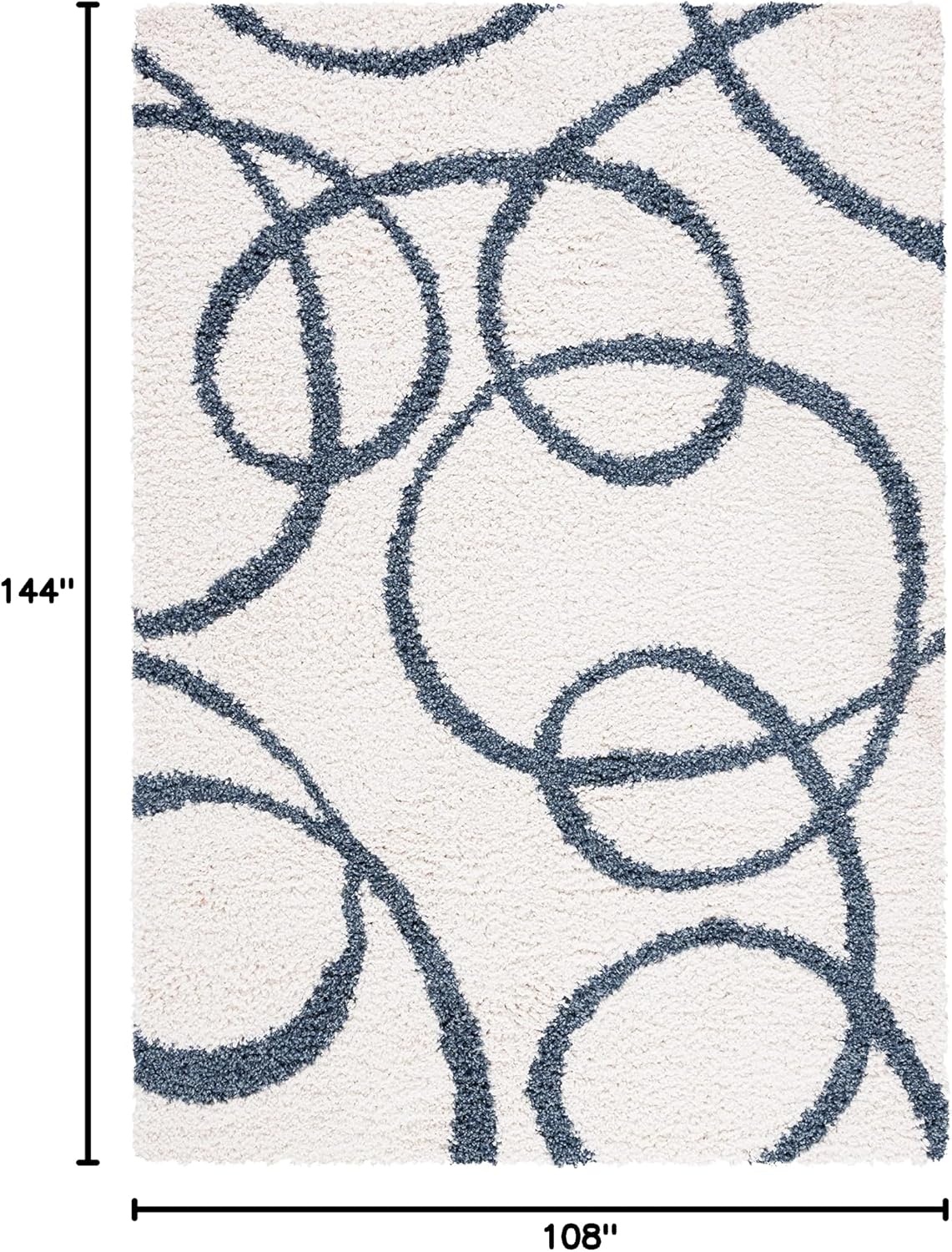 image:imageSAFAVIEH Area Rug 8x10 Calico Shag Collection Large Ivory amp Blue Modern Design NonShedding amp Easy Cleaning Ultra Plush Thick Pile Ideal for Living Room Bedroom Dining Space CLC118AIvoryBlue