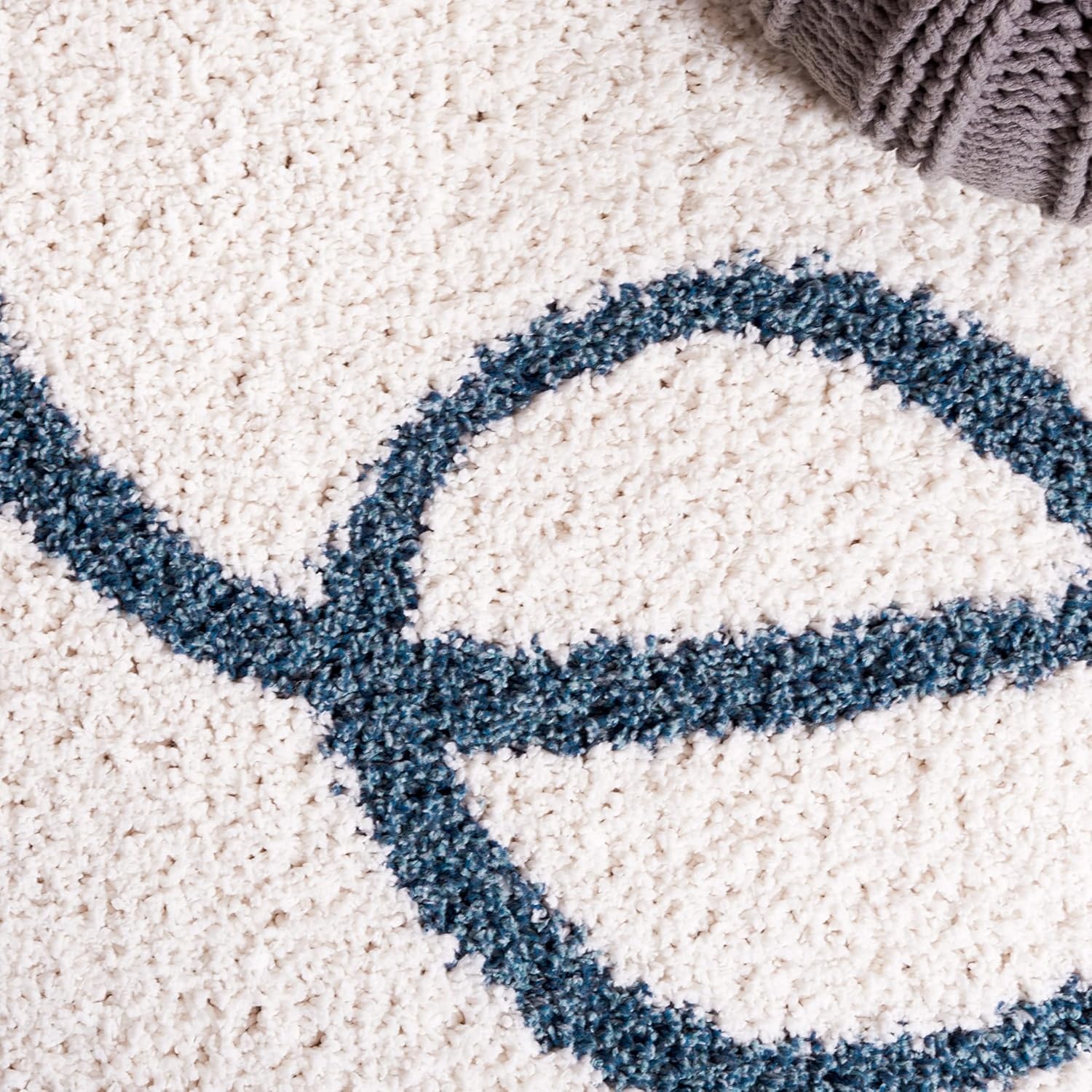 image:imageSAFAVIEH Area Rug 8x10 Calico Shag Collection Large Ivory amp Blue Modern Design NonShedding amp Easy Cleaning Ultra Plush Thick Pile Ideal for Living Room Bedroom Dining Space CLC118AIvoryBlue