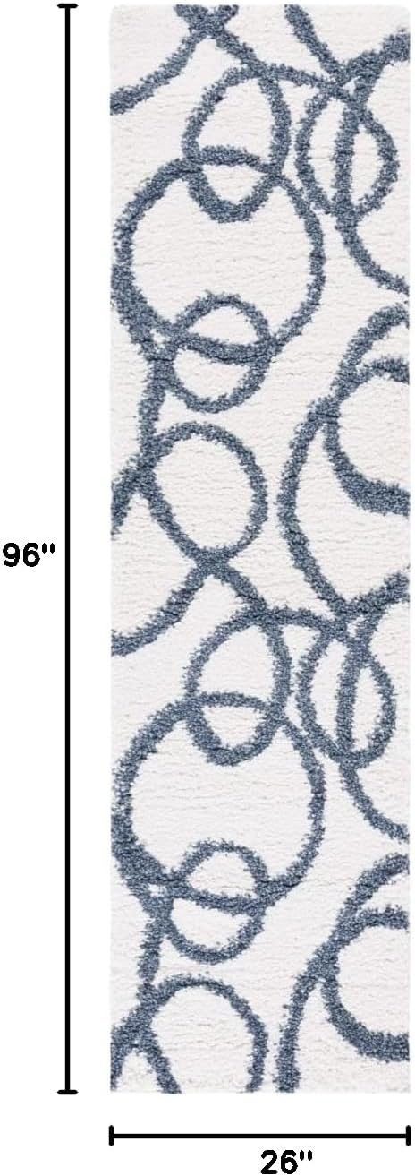 image:imageSAFAVIEH Area Rug 8x10 Calico Shag Collection Large Ivory amp Blue Modern Design NonShedding amp Easy Cleaning Ultra Plush Thick Pile Ideal for Living Room Bedroom Dining Space CLC118AIvoryBlue