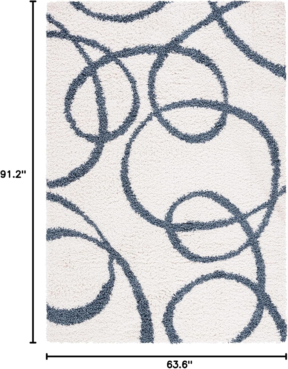 image:imageSAFAVIEH Area Rug 8x10 Calico Shag Collection Large Ivory amp Blue Modern Design NonShedding amp Easy Cleaning Ultra Plush Thick Pile Ideal for Living Room Bedroom Dining Space CLC118AIvoryBlue