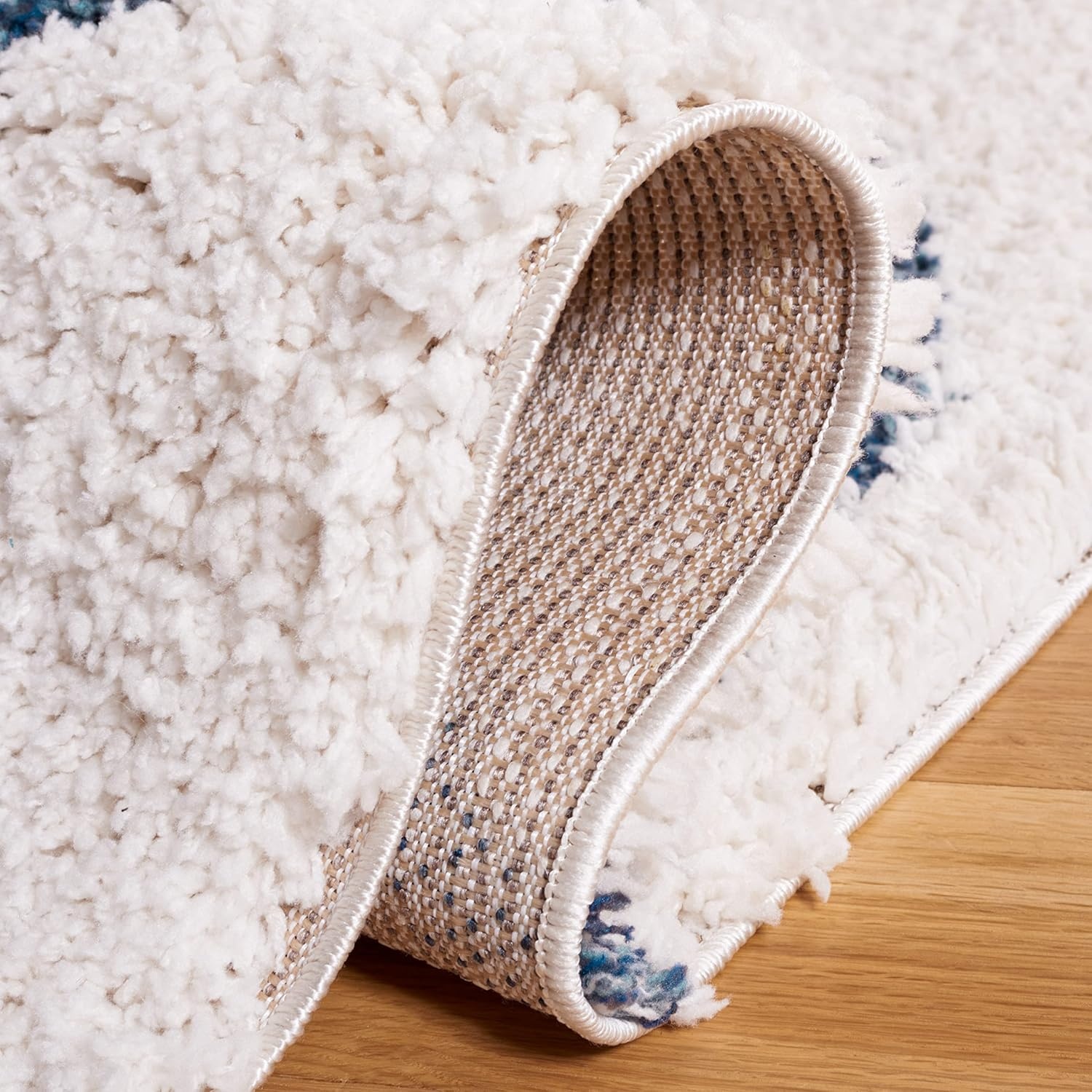 image:imageSAFAVIEH Area Rug 8x10 Calico Shag Collection Large Ivory amp Blue Modern Design NonShedding amp Easy Cleaning Ultra Plush Thick Pile Ideal for Living Room Bedroom Dining Space CLC118AIvoryBlue