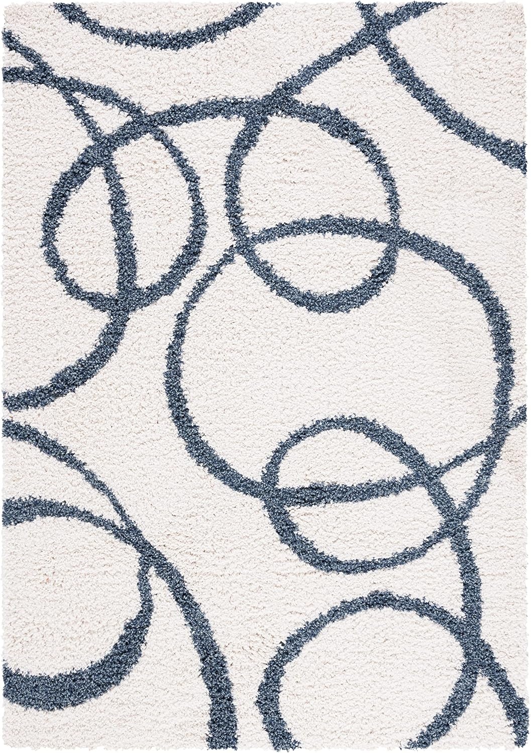 image:imageSAFAVIEH Area Rug 8x10 Calico Shag Collection Large Ivory amp Blue Modern Design NonShedding amp Easy Cleaning Ultra Plush Thick Pile Ideal for Living Room Bedroom Dining Space CLC118AIvoryBlue