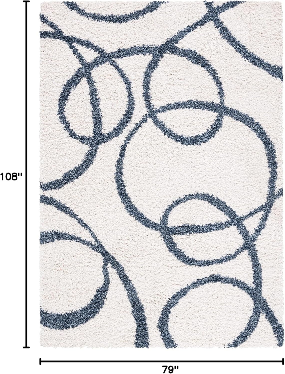 image:imageSAFAVIEH Area Rug 8x10 Calico Shag Collection Large Ivory amp Blue Modern Design NonShedding amp Easy Cleaning Ultra Plush Thick Pile Ideal for Living Room Bedroom Dining Space CLC118AIvoryBlue