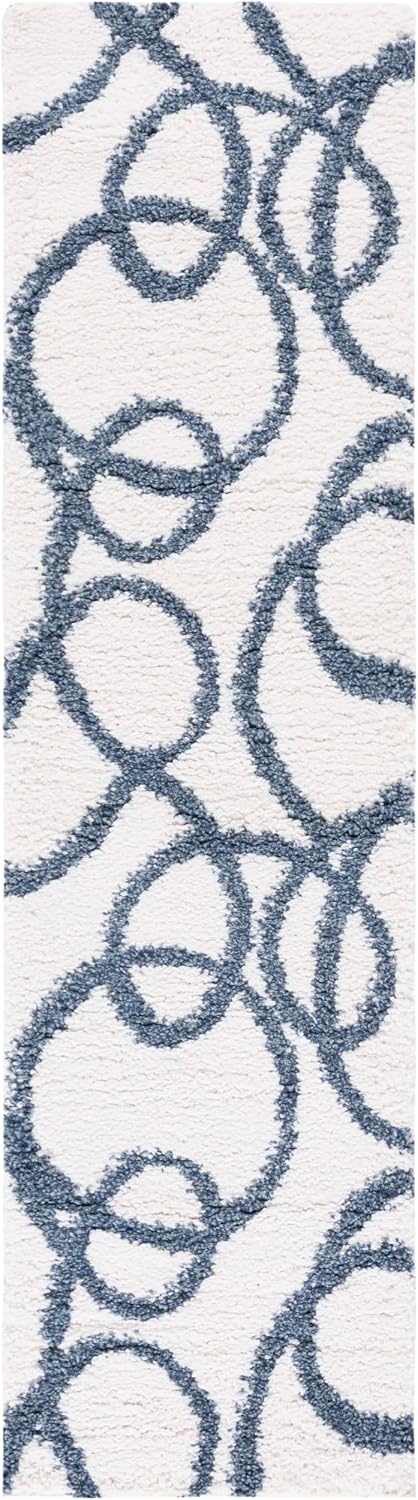image:imageSAFAVIEH Area Rug 8x10 Calico Shag Collection Large Ivory amp Blue Modern Design NonShedding amp Easy Cleaning Ultra Plush Thick Pile Ideal for Living Room Bedroom Dining Space CLC118AIvoryBlue