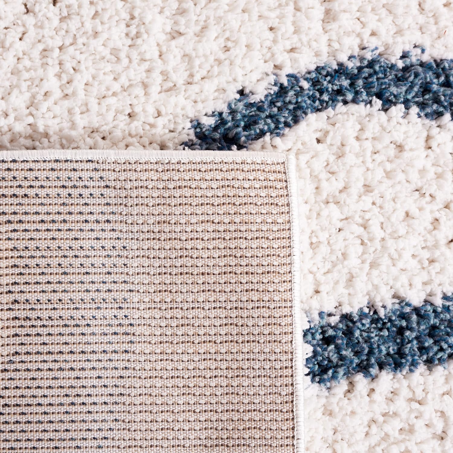image:imageSAFAVIEH Area Rug 8x10 Calico Shag Collection Large Ivory amp Blue Modern Design NonShedding amp Easy Cleaning Ultra Plush Thick Pile Ideal for Living Room Bedroom Dining Space CLC118AIvoryBlue