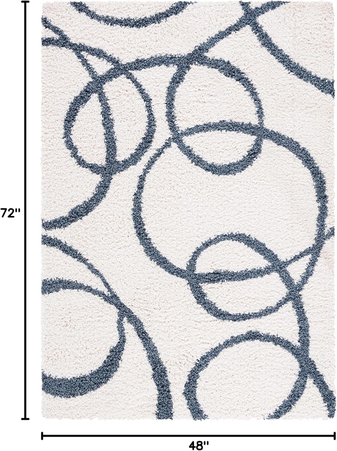 image:imageSAFAVIEH Area Rug 8x10 Calico Shag Collection Large Ivory amp Blue Modern Design NonShedding amp Easy Cleaning Ultra Plush Thick Pile Ideal for Living Room Bedroom Dining Space CLC118AIvoryBlue