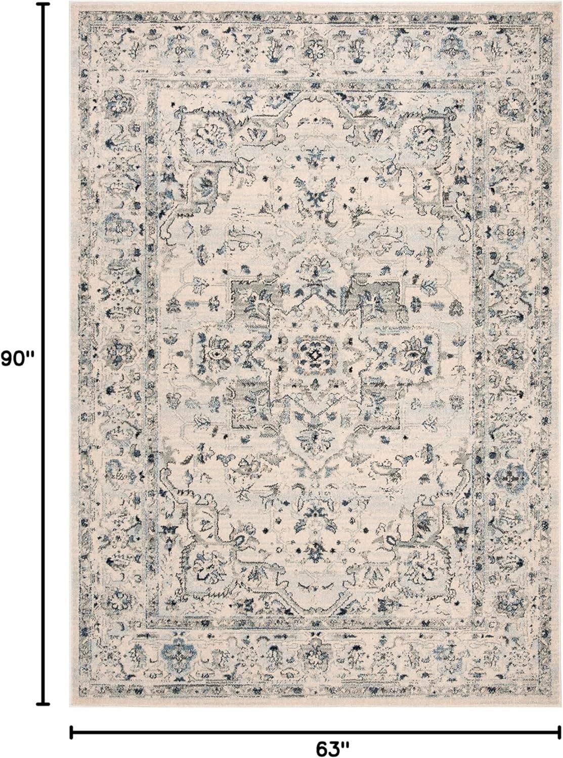 image:imageSAFAVIEH Area Rug 8x10 Charleston Collection Large Navy amp Creme Oriental Distressed Design NonShedding amp Easy Cleaning Ideal for Living Room Bedroom Office Dining Space CHL411NIvoryLight Blue